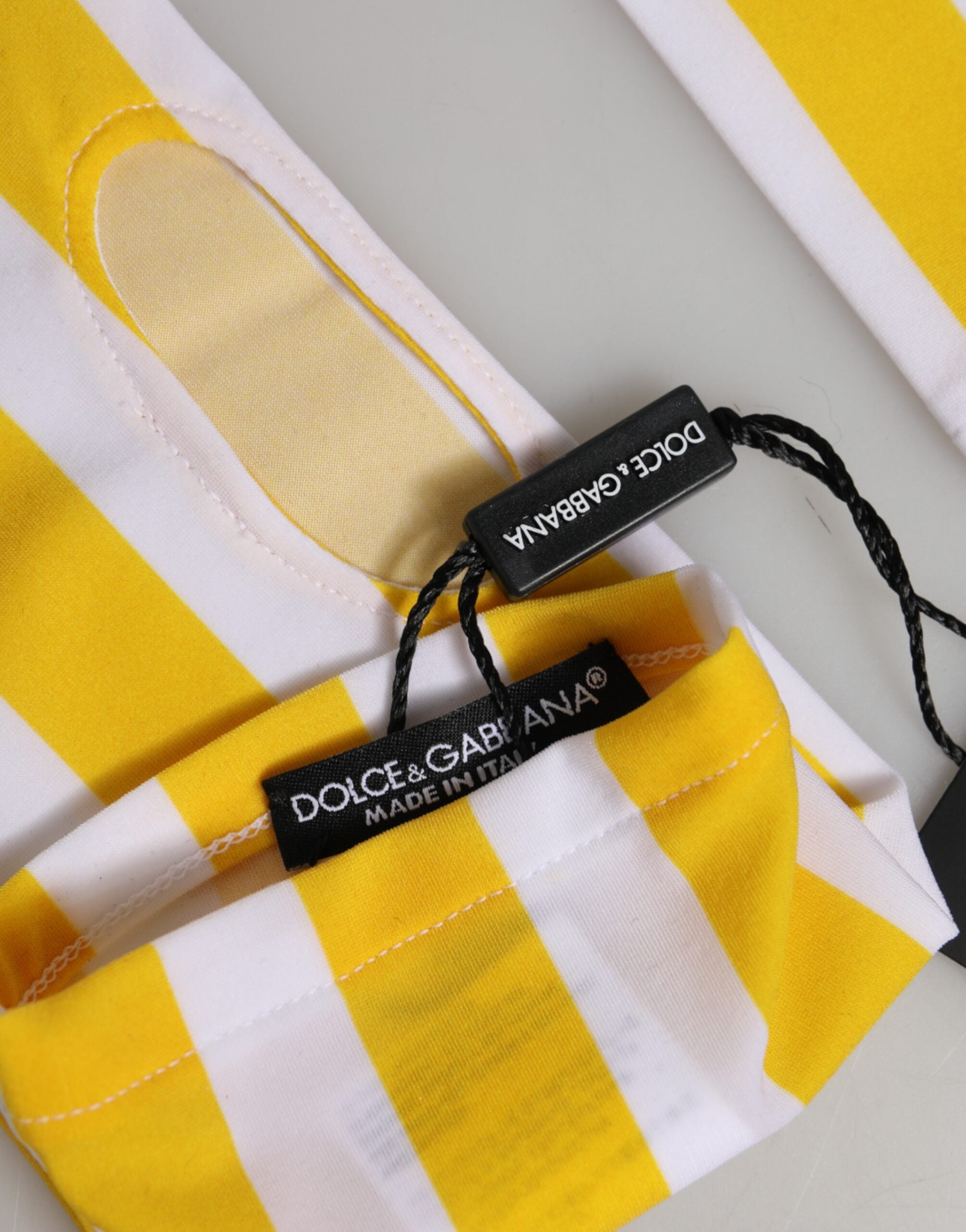 Dolce &amp; Gabbana Gule Hvide Nylon Fingerløse Håndledshandsker