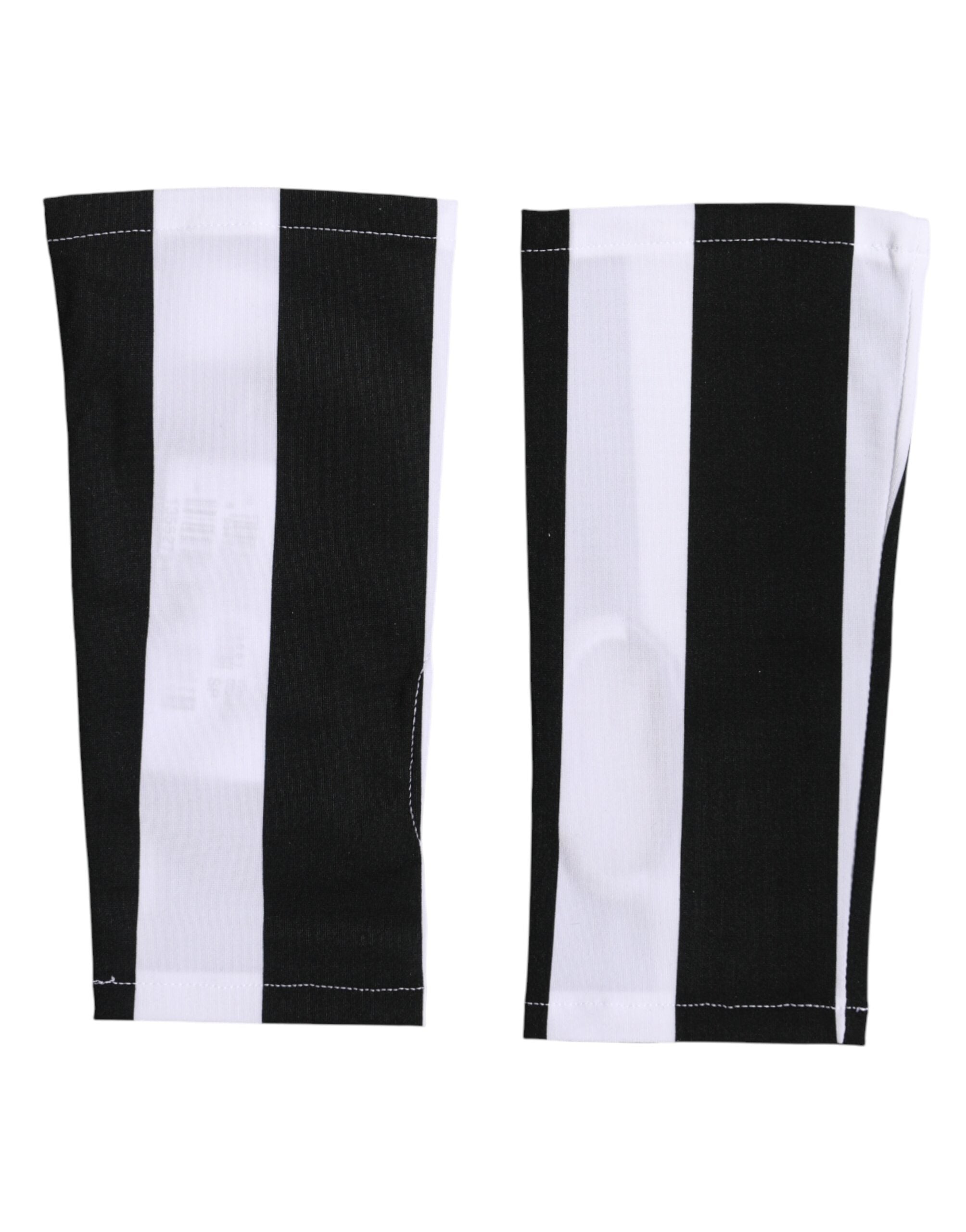 Dolce &amp; Gabbana Sorte Hvide Nylon Fingerløse Håndledshandsker