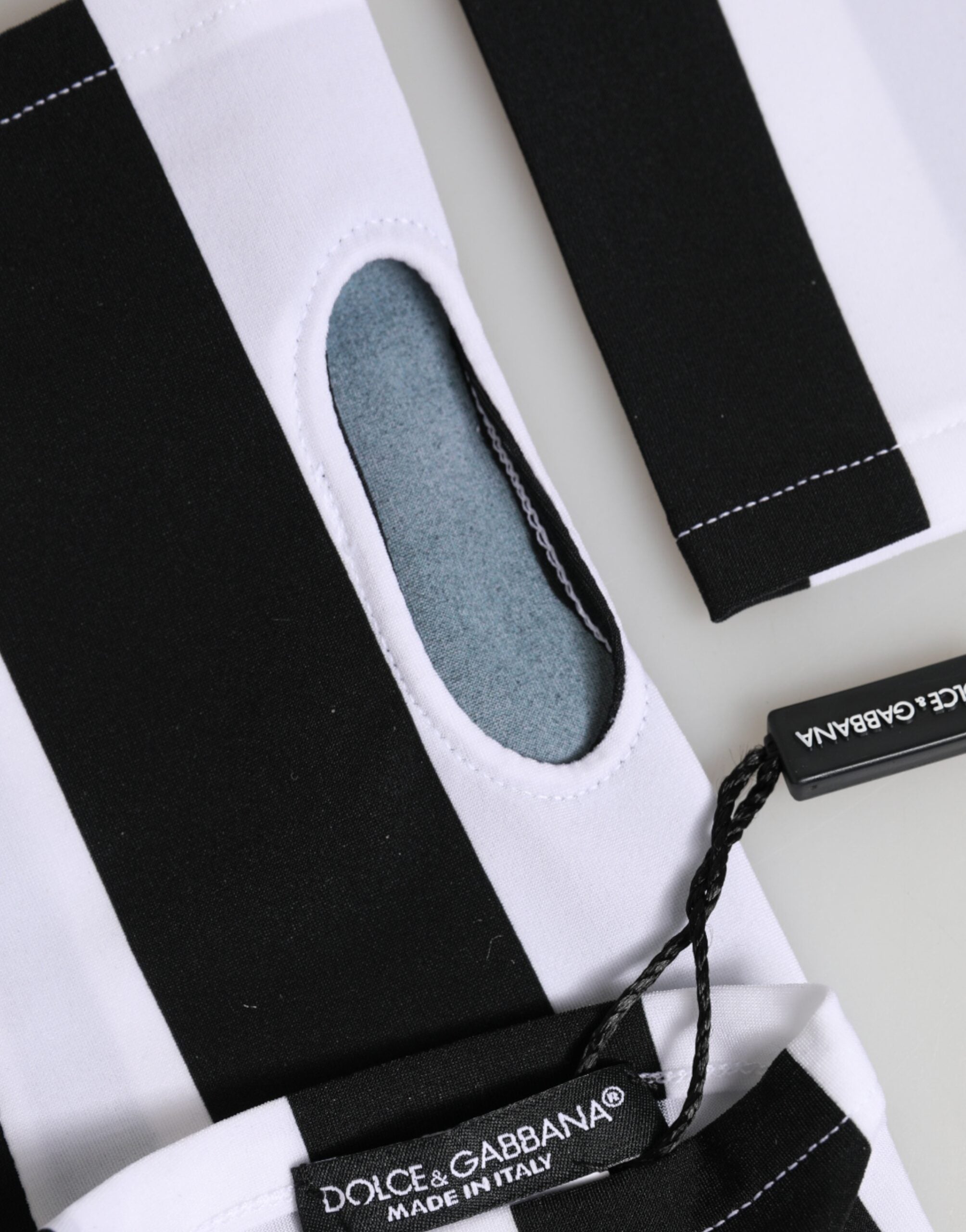 Dolce &amp; Gabbana Sorte Hvide Nylon Fingerløse Håndledshandsker