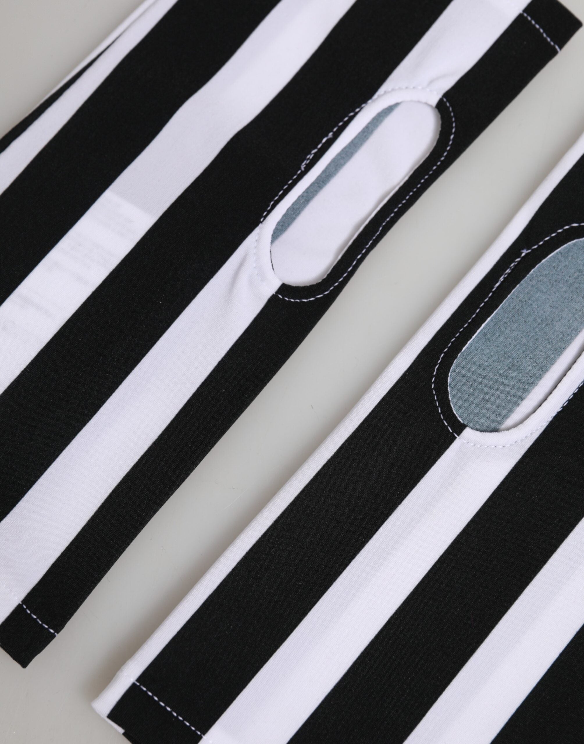 Dolce &amp; Gabbana Sorte Hvide Nylon Fingerløse Håndledshandsker