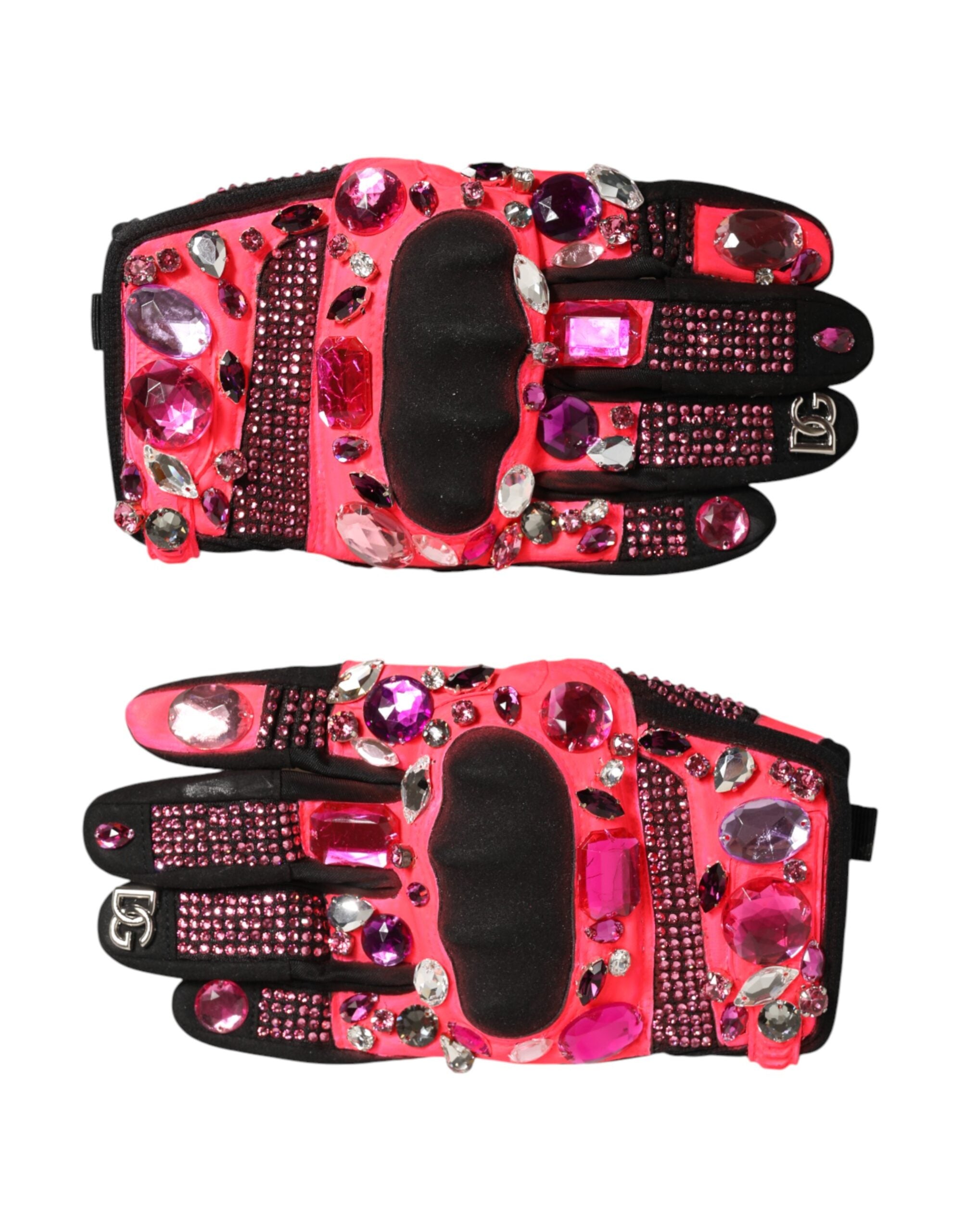 Dolce &amp; Gabbana Sorte Pink Krystal Vanter Håndledslange