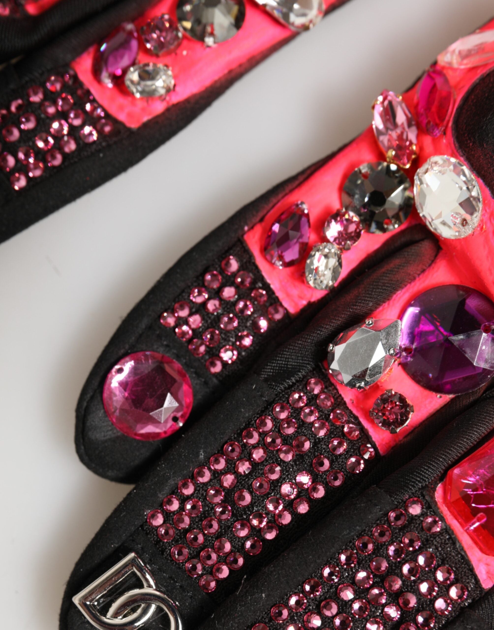 Dolce &amp; Gabbana Sorte Pink Krystal Vanter Håndledslange