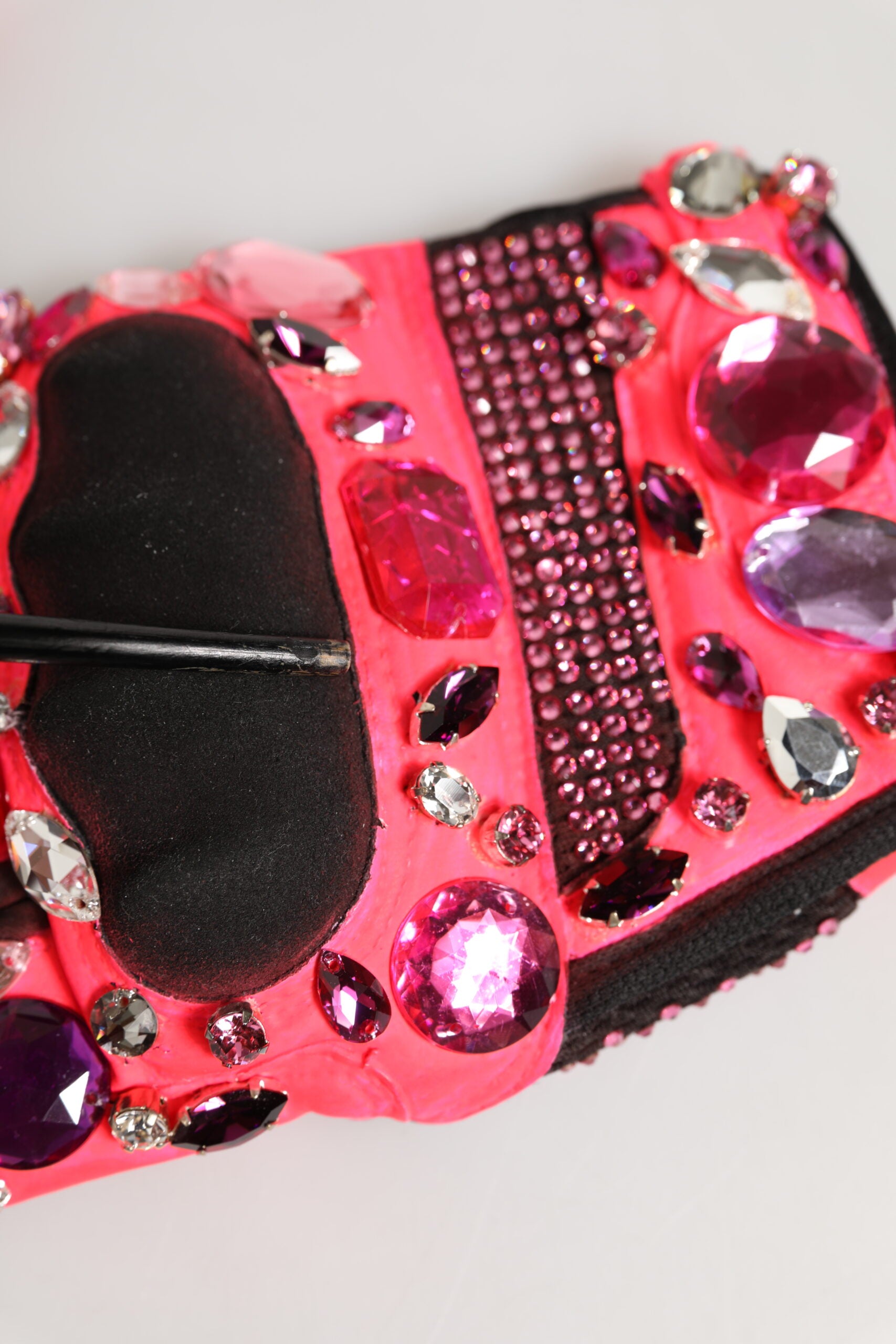 Dolce &amp; Gabbana Sorte Pink Krystal Vanter Håndledslange