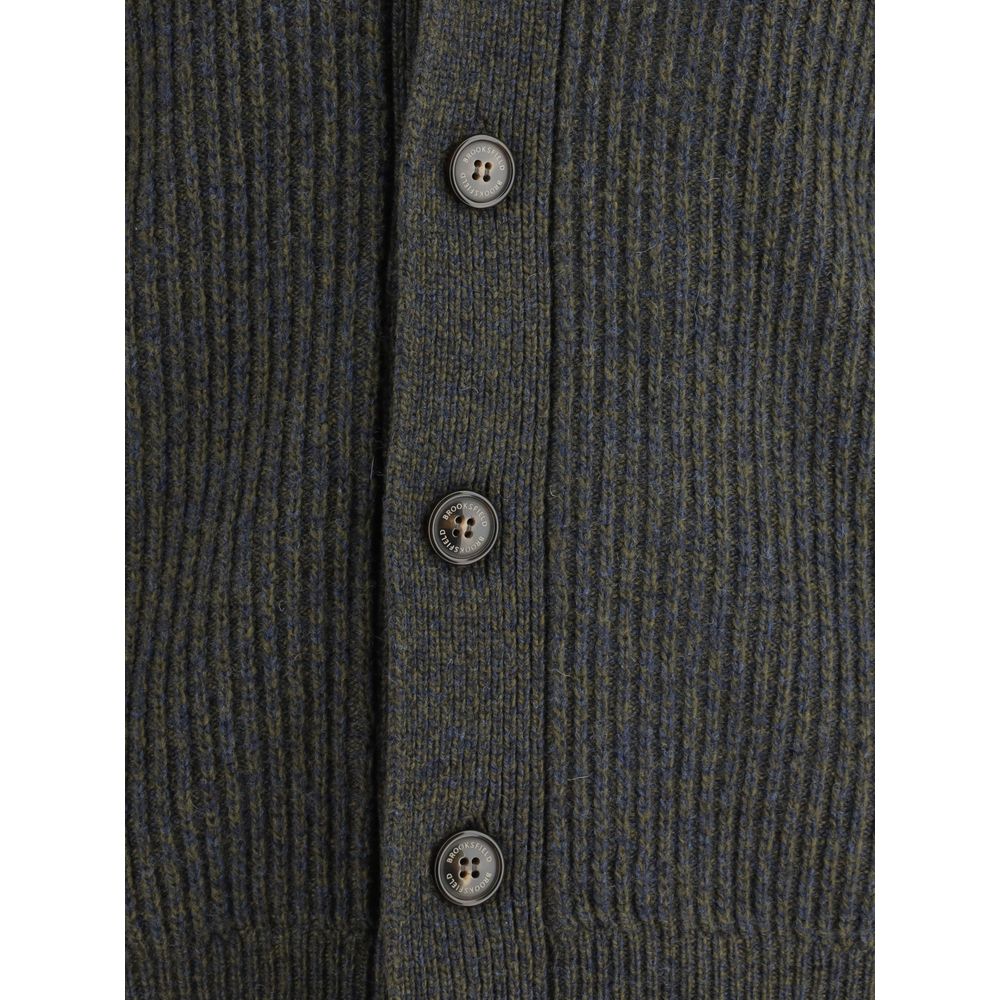 Brooksfield Grøn Fleece Uldcardigan