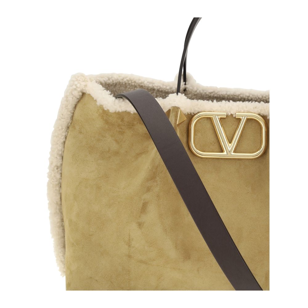 Valentino Garavani Beige Leather Shoulder Bag