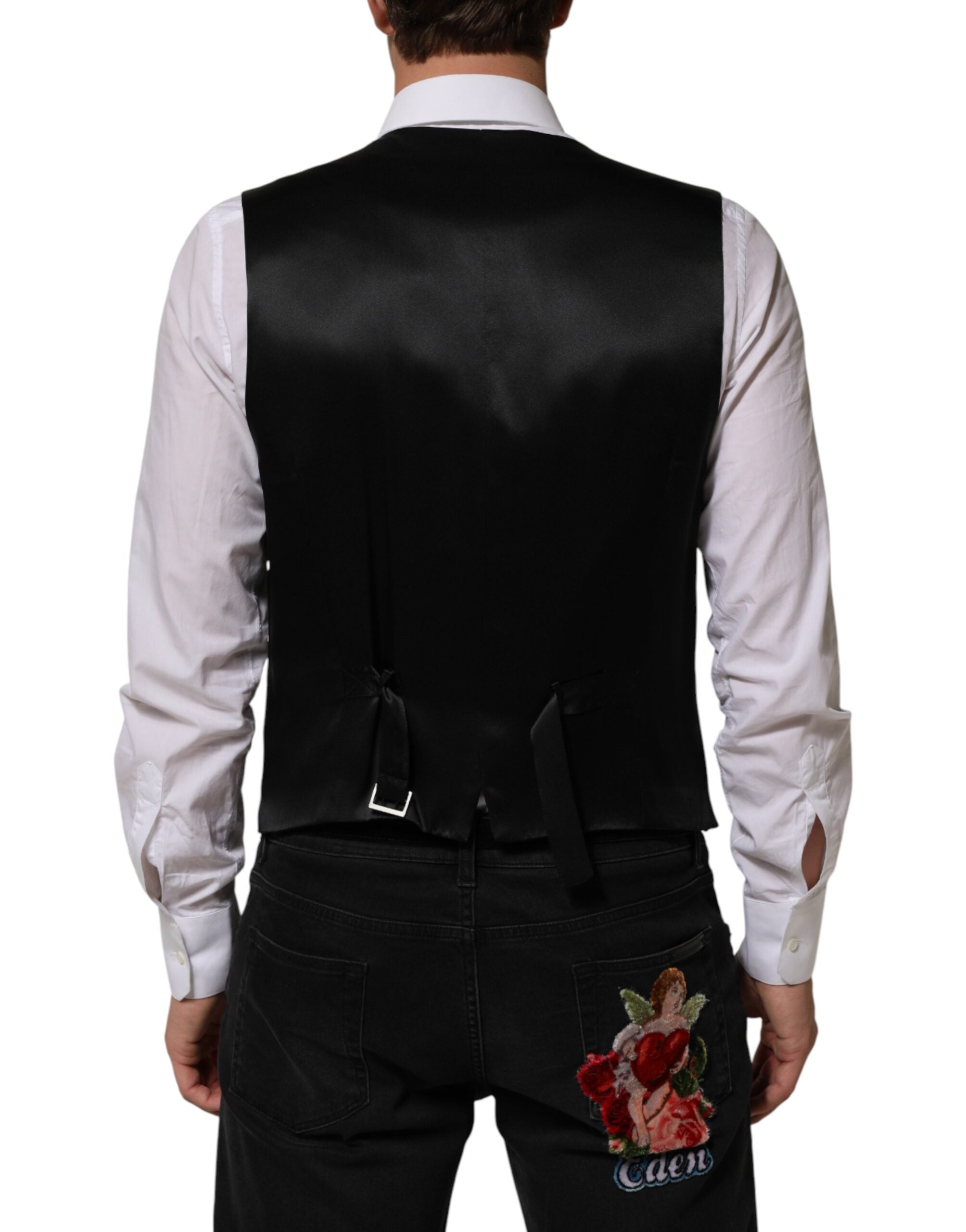 Dolce &amp; Gabbana Sorte Striber Uldkjole Herrevest