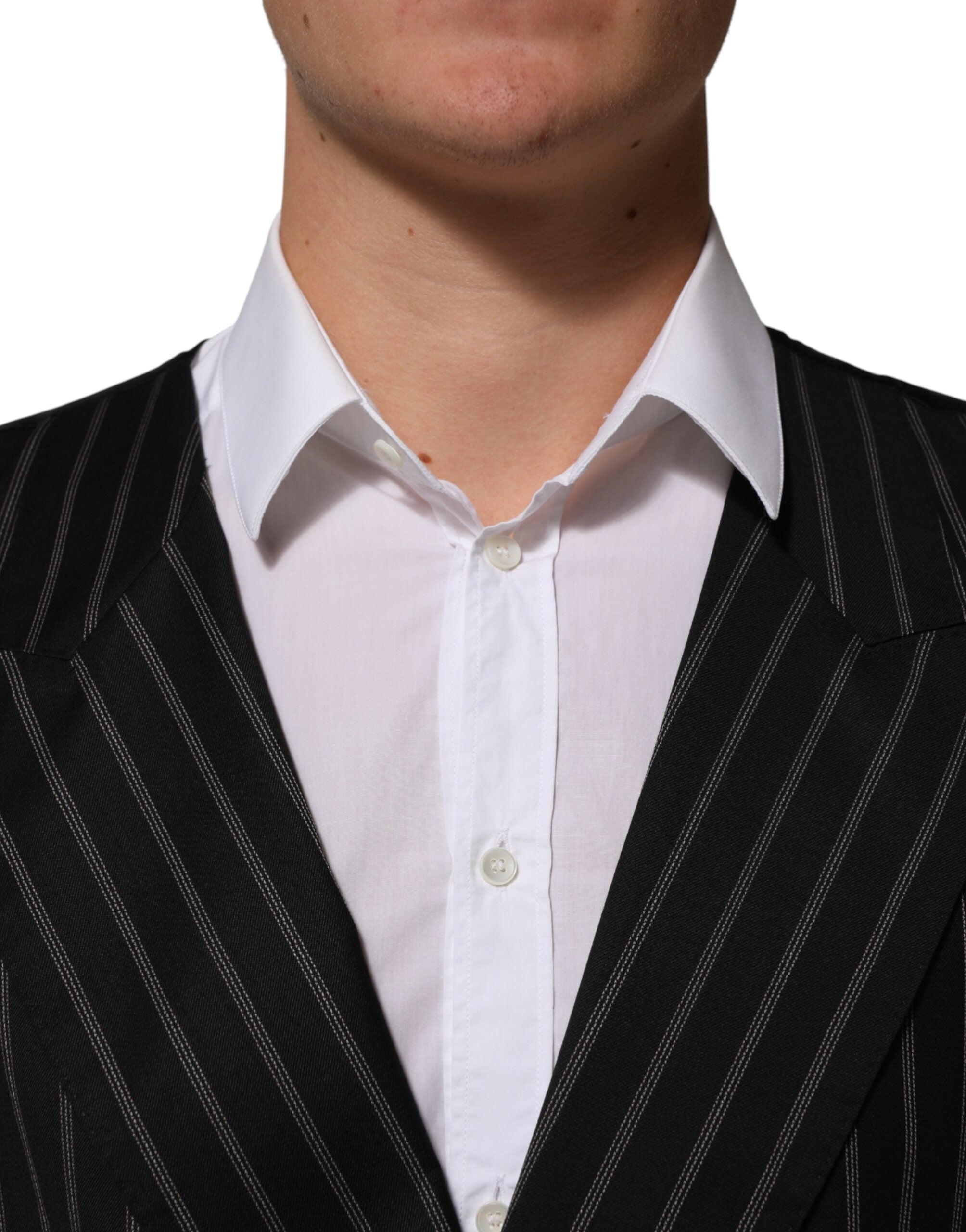 Dolce &amp; Gabbana Sorte Striber Uldkjole Herrevest