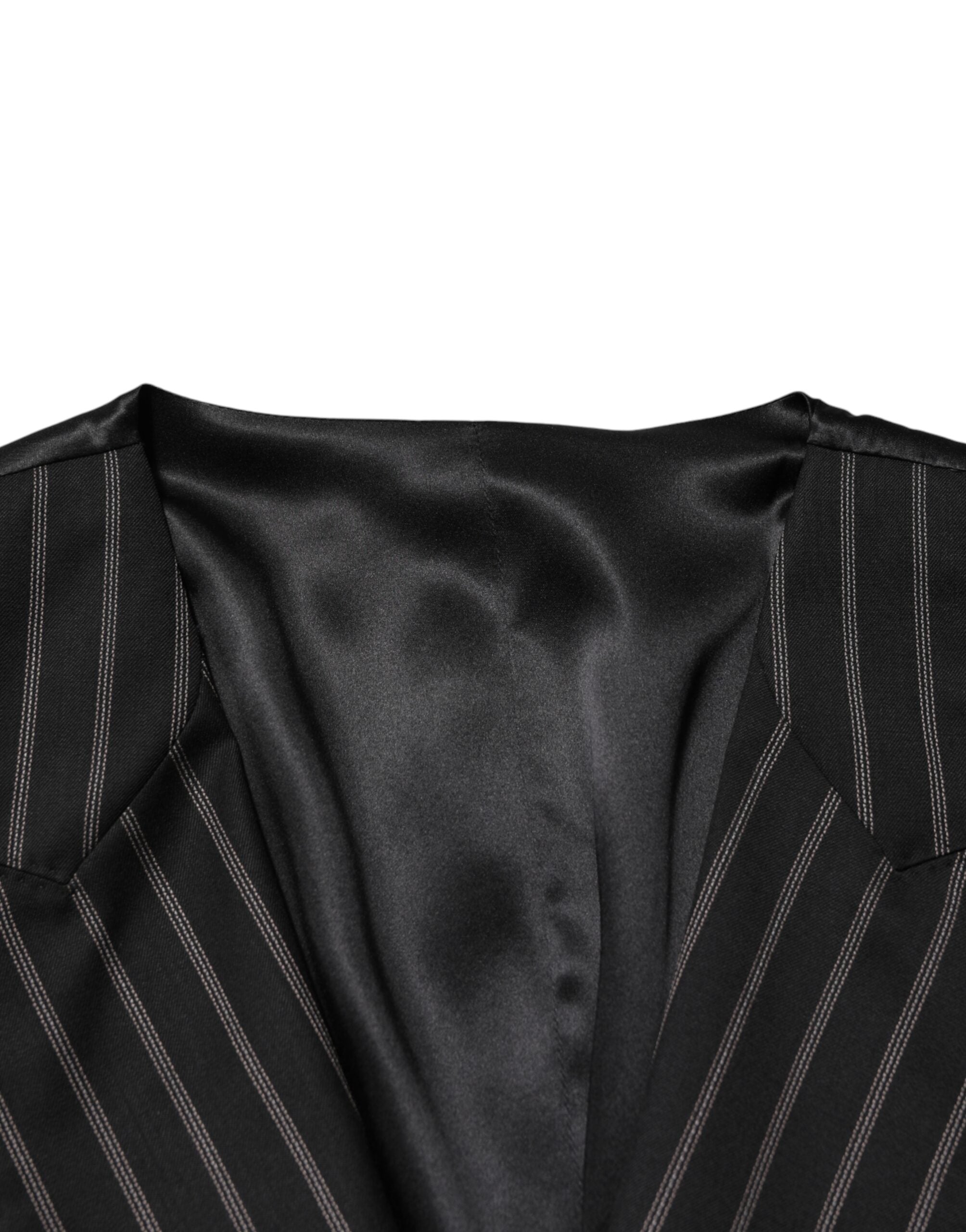 Dolce &amp; Gabbana Sorte Striber Uldkjole Herrevest