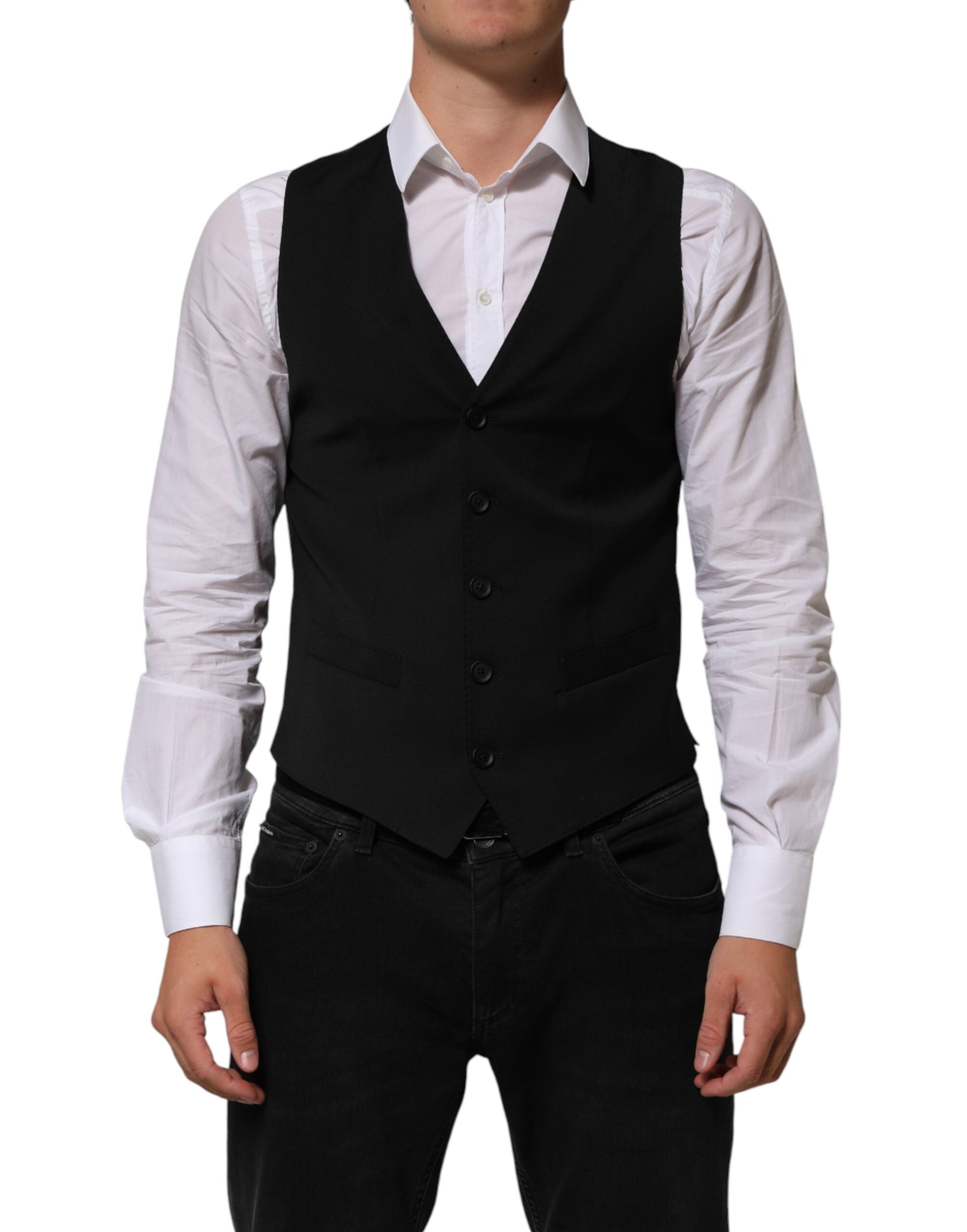 Dolce &amp; Gabbana Sort Polyester Kjole Formel Vest