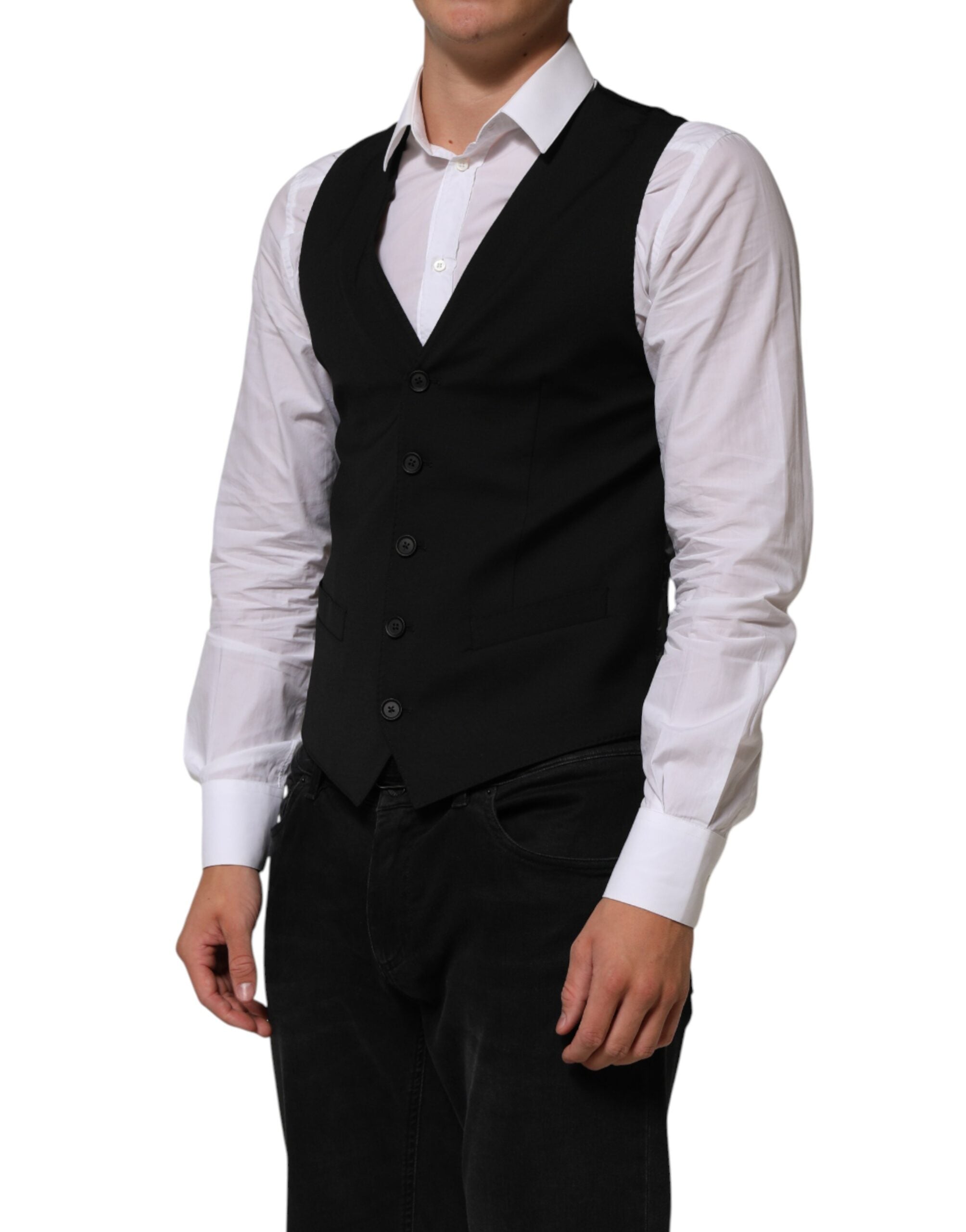 Dolce &amp; Gabbana Sort Polyester Kjole Formel Vest
