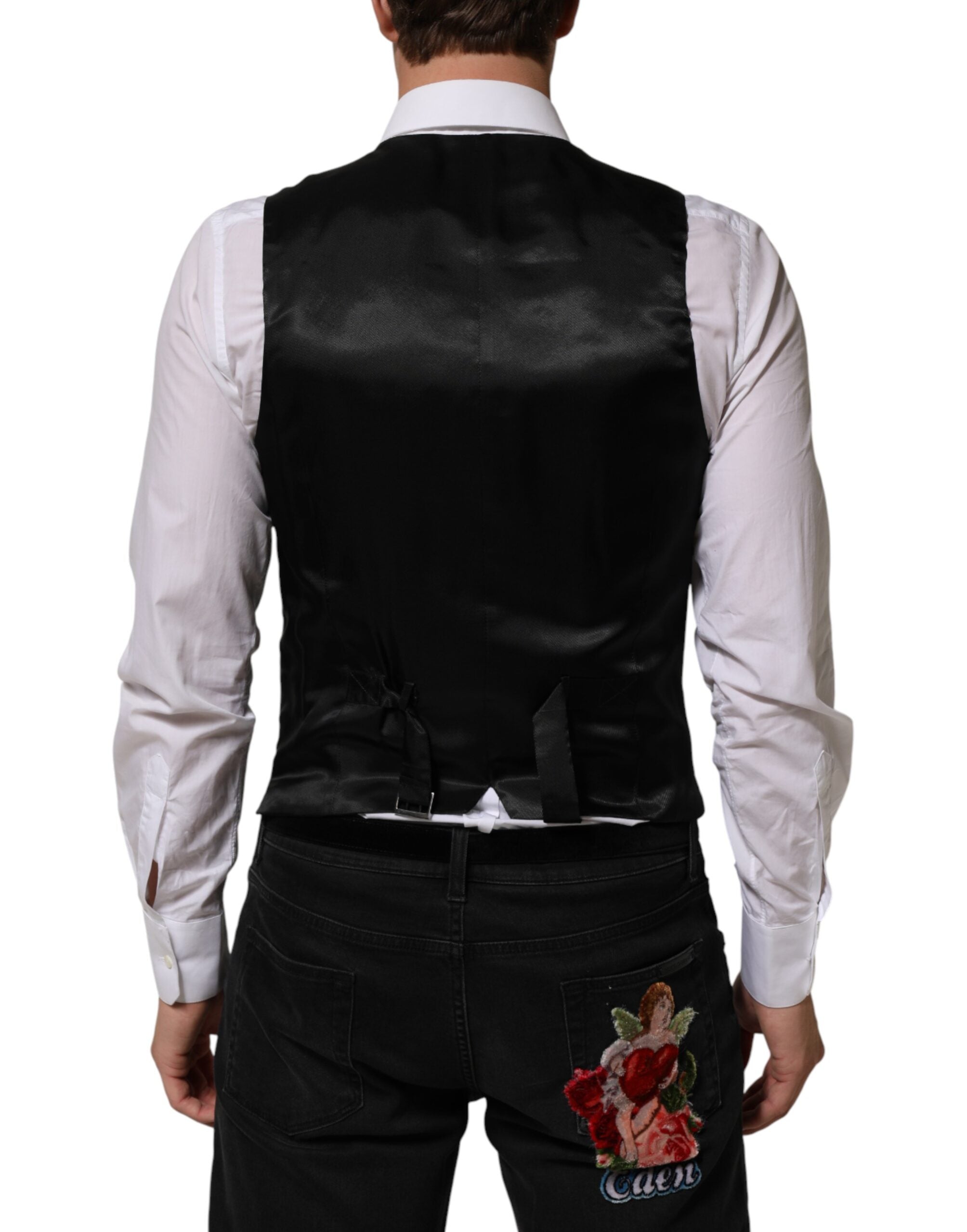 Dolce &amp; Gabbana Sort Polyester Kjole Formel Vest