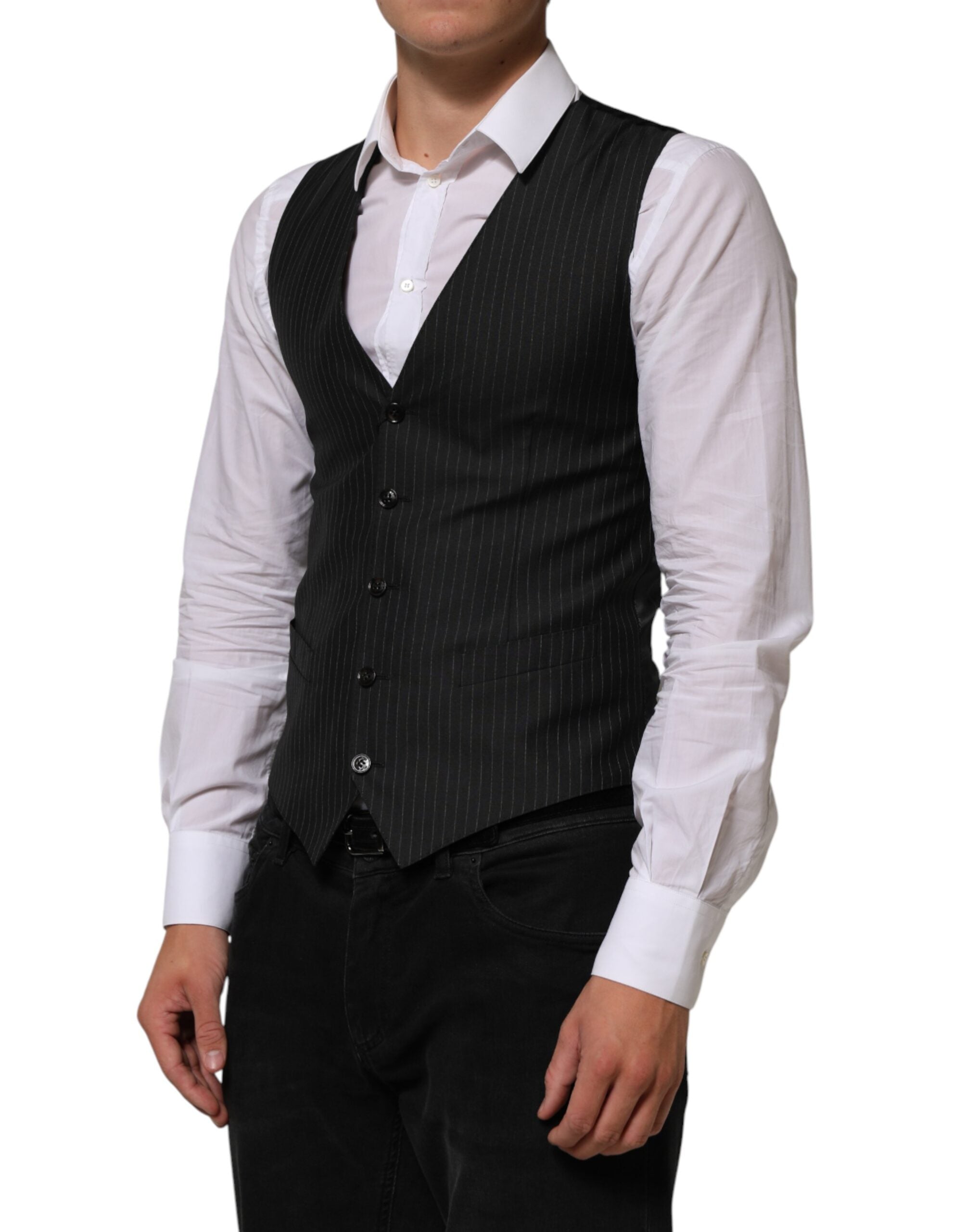 Dolce &amp; Gabbana Sort Uld Herre Kjole Formel Vest