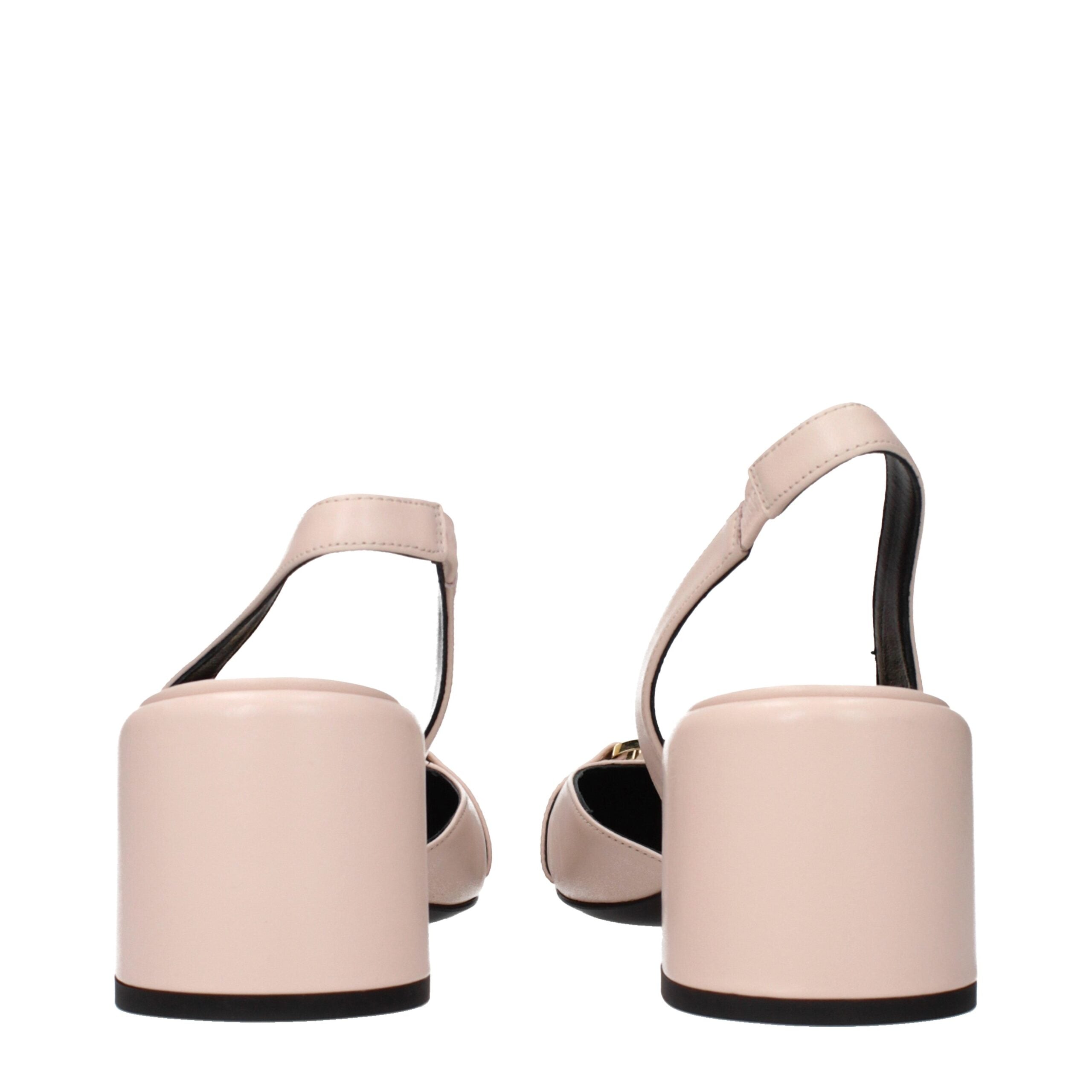 Versace Pink Læder Pumps Med Mellemhøj Hæl