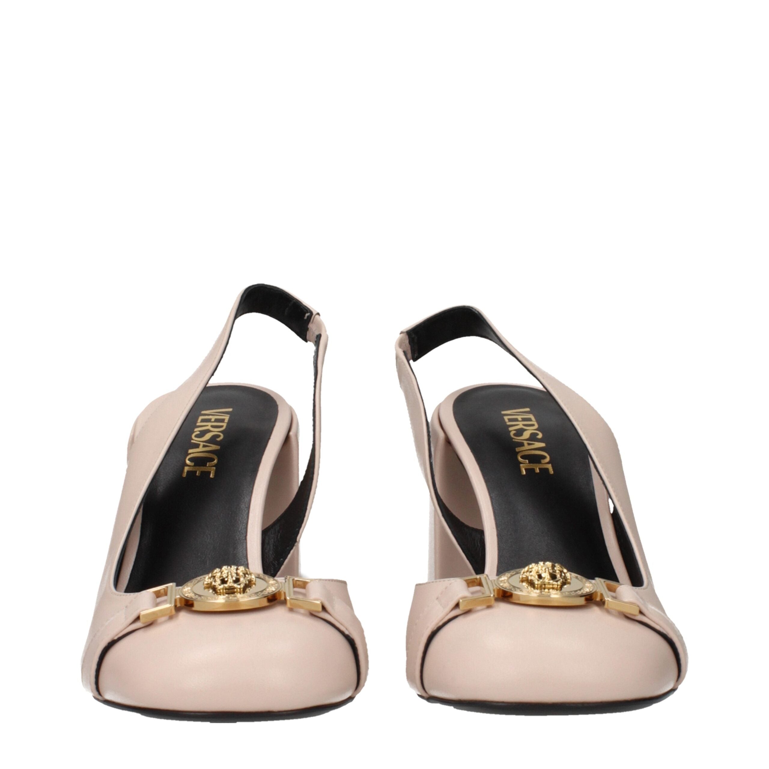 Versace lyserøde pumps i læder med høj hæl