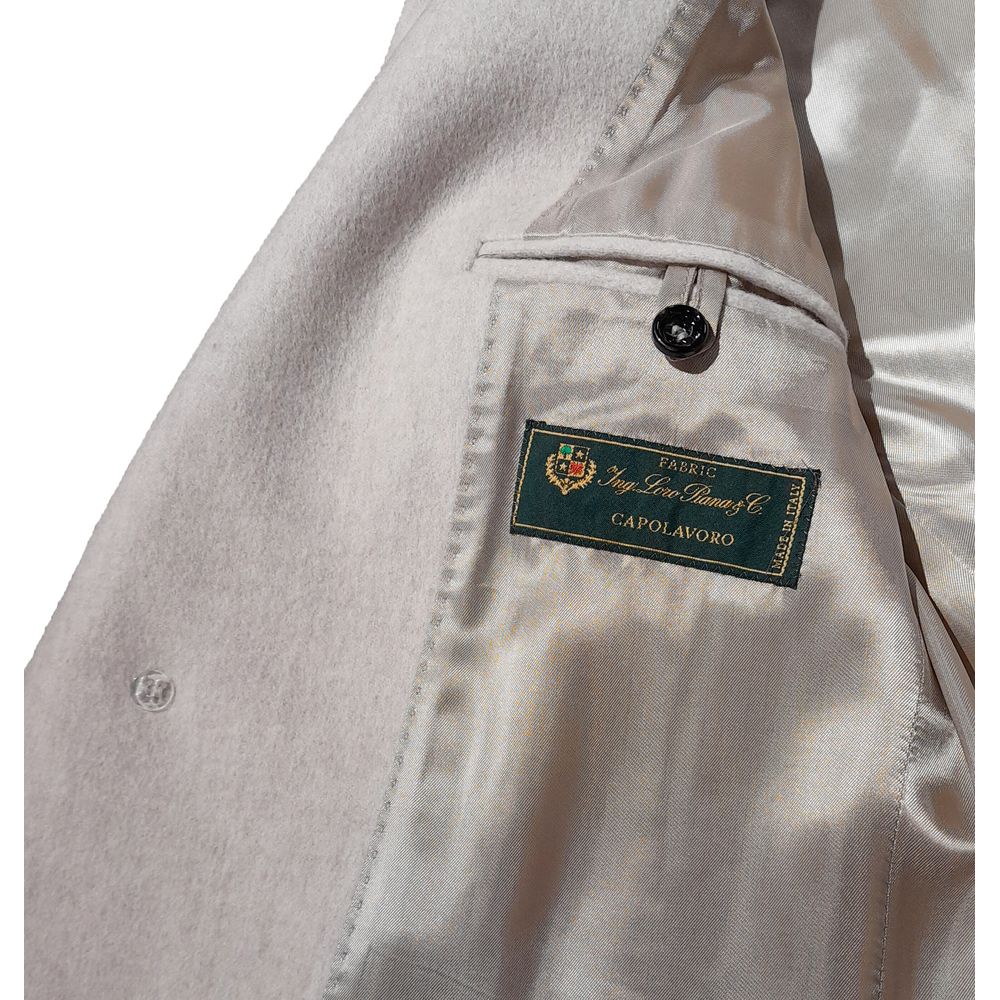 Beige uldjakke til mænd, fremstillet i Italien