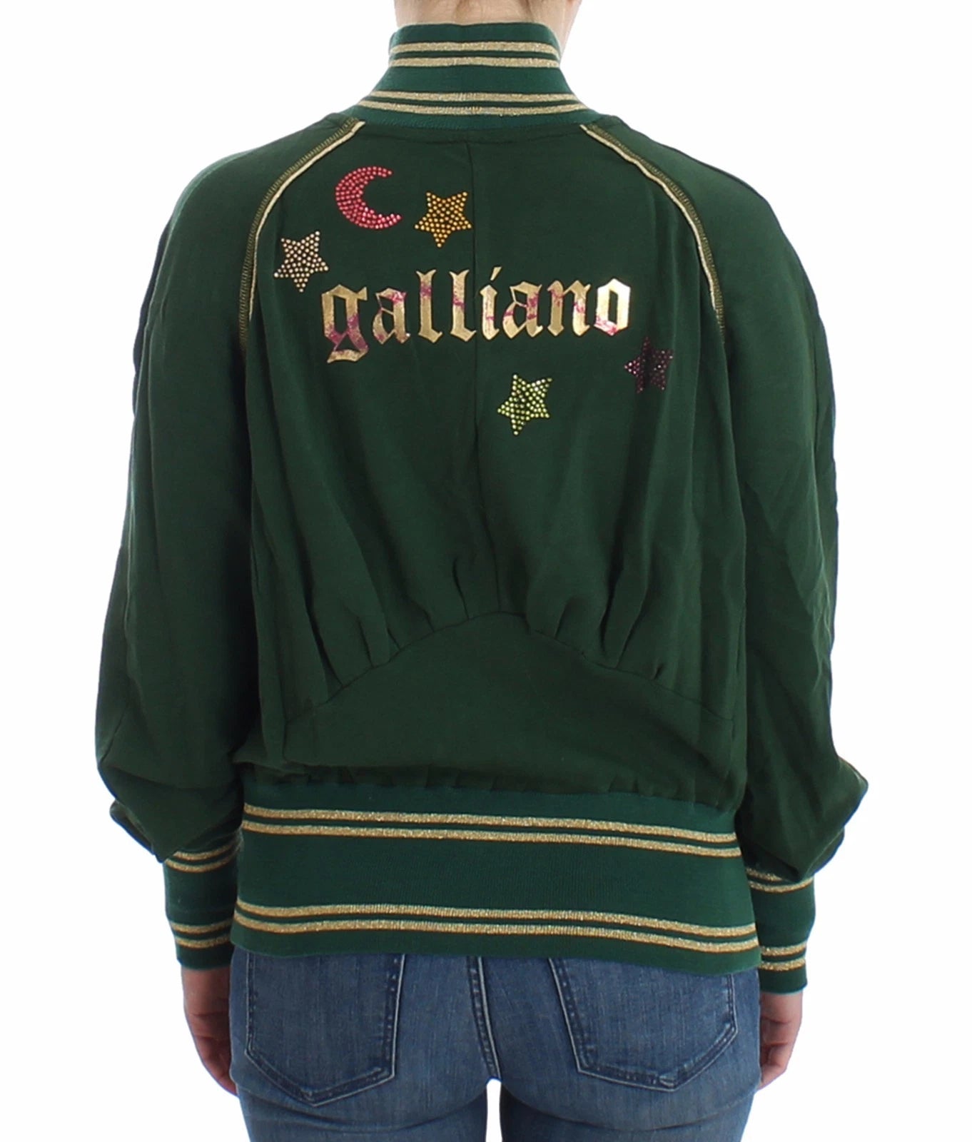 John Galliano Grøn Cardigan Med Hættetrøje Med Lynlås
