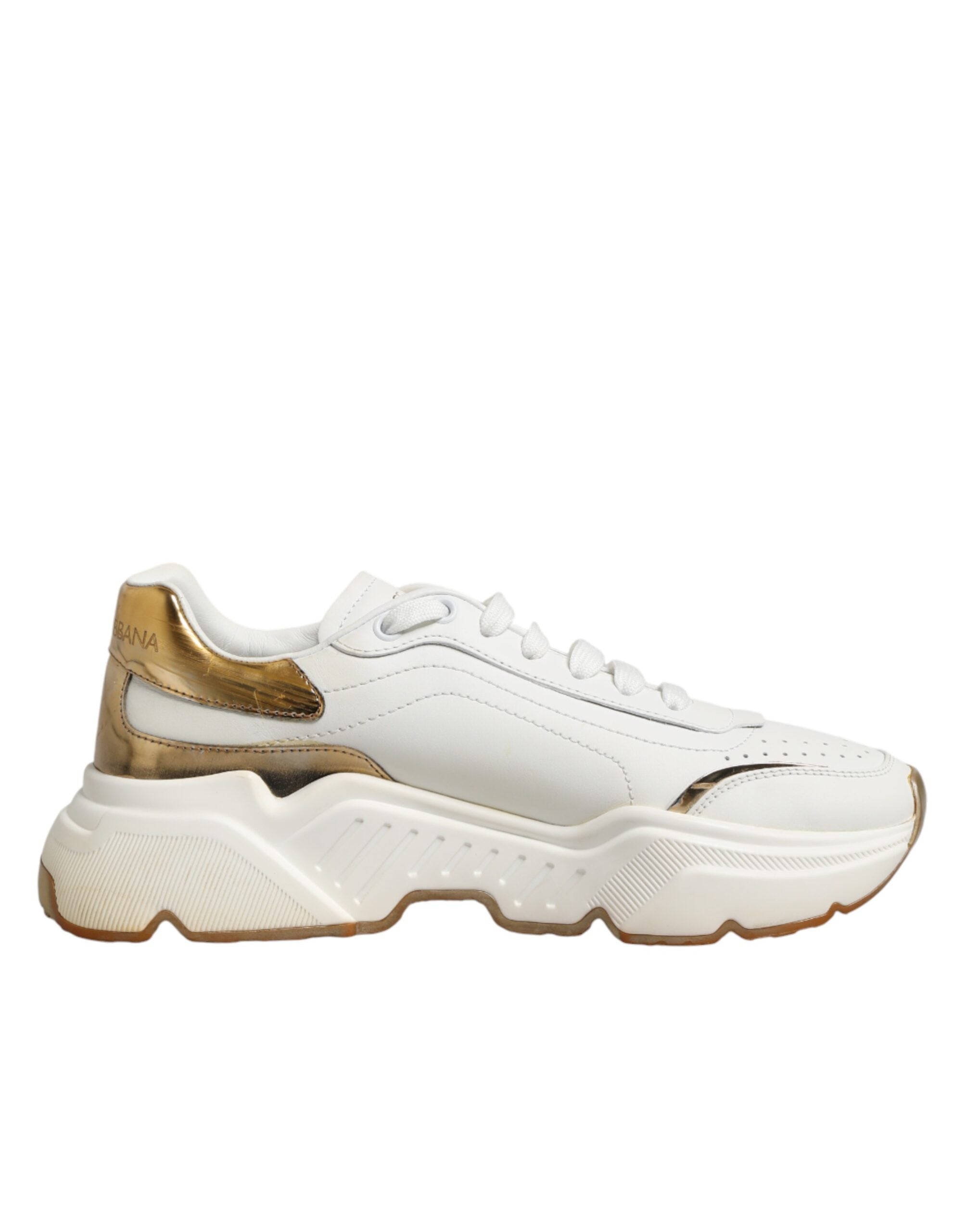 Dolce & Gabbana White Gold Daymaster Low Top Sneakers Shoes