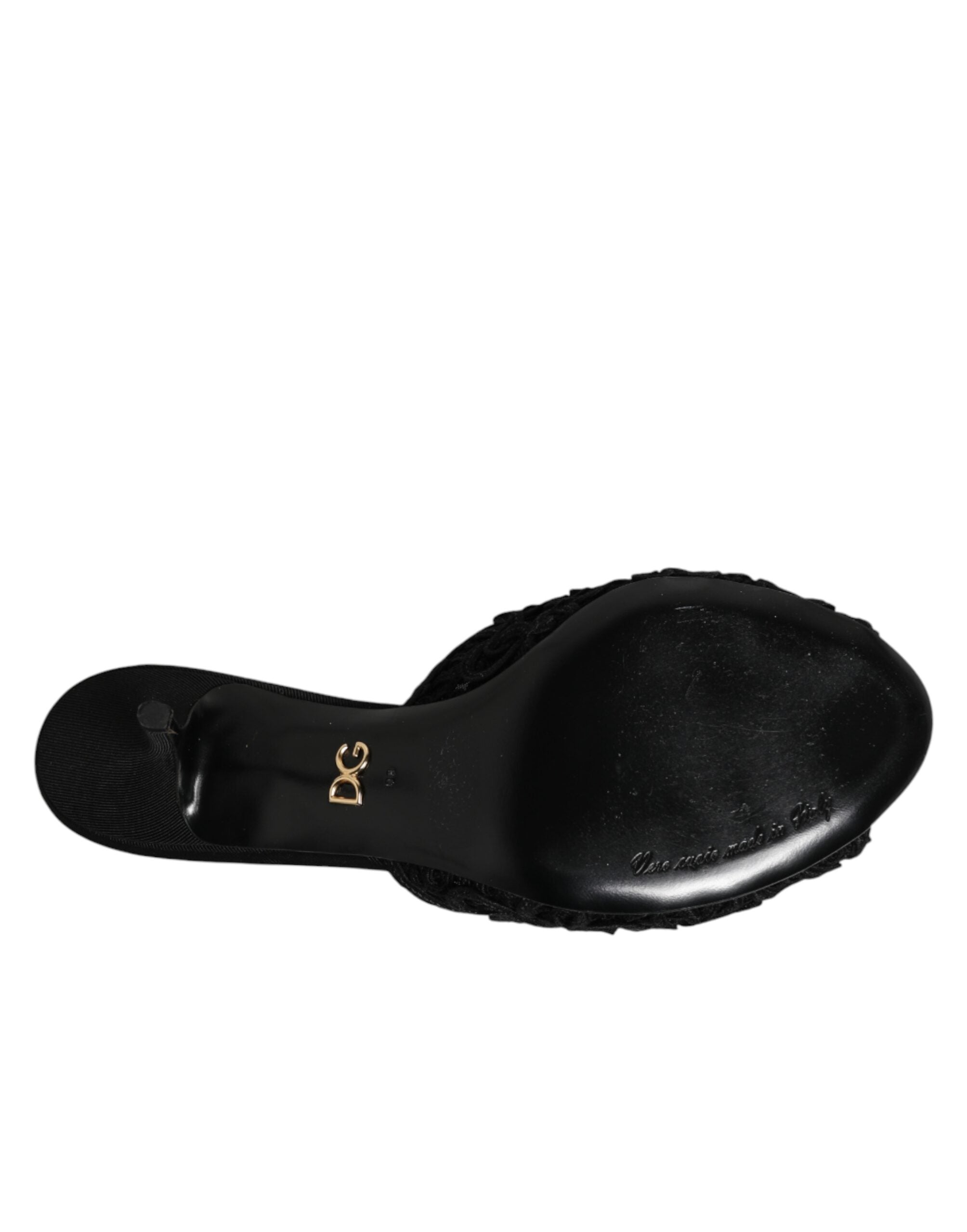 Dolce &amp; Gabbana Sorte Broderede Slip-On Sko med Hæle