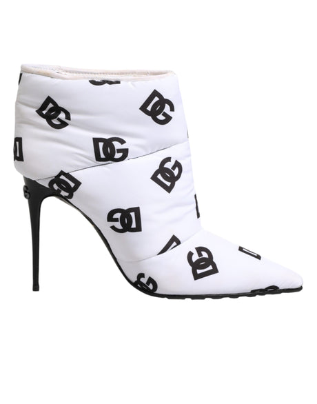 Dolce & Gabbana White DG Logo Heels Short Boots  Shoes