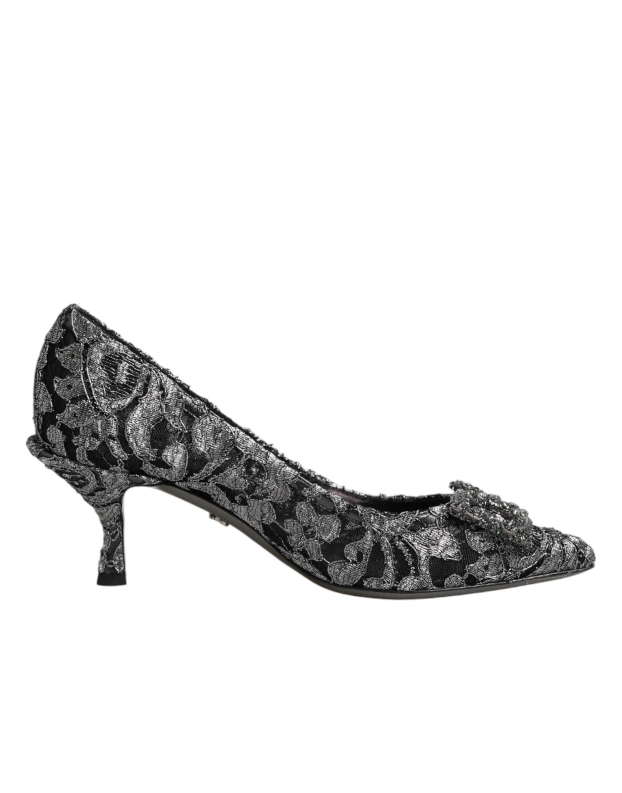 Dolce & Gabbana Silver Lace DG Amore Heels Pumps Shoes