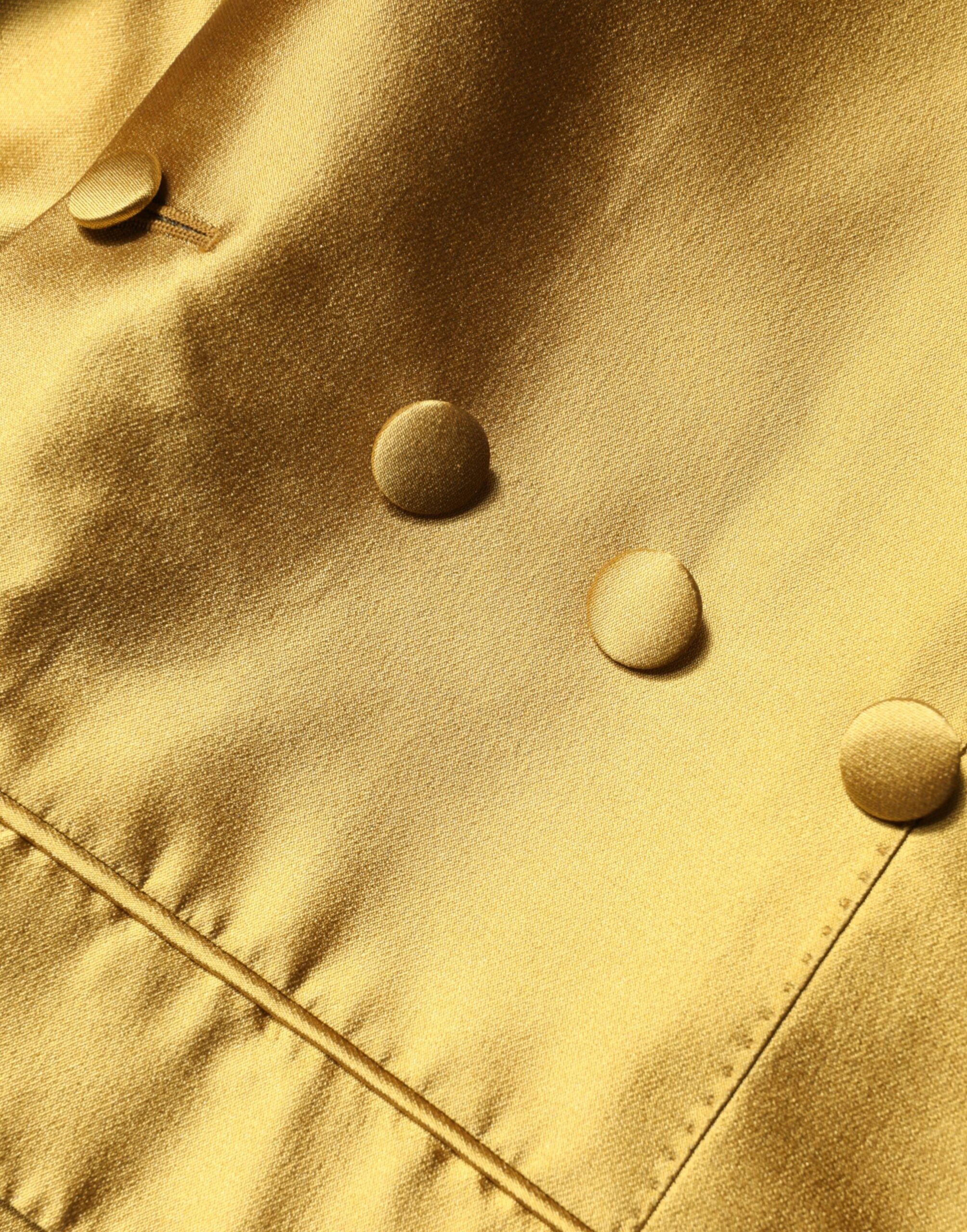 Dolce & Gabbana Gold Satin Langærmet Blazer Coat Jakke