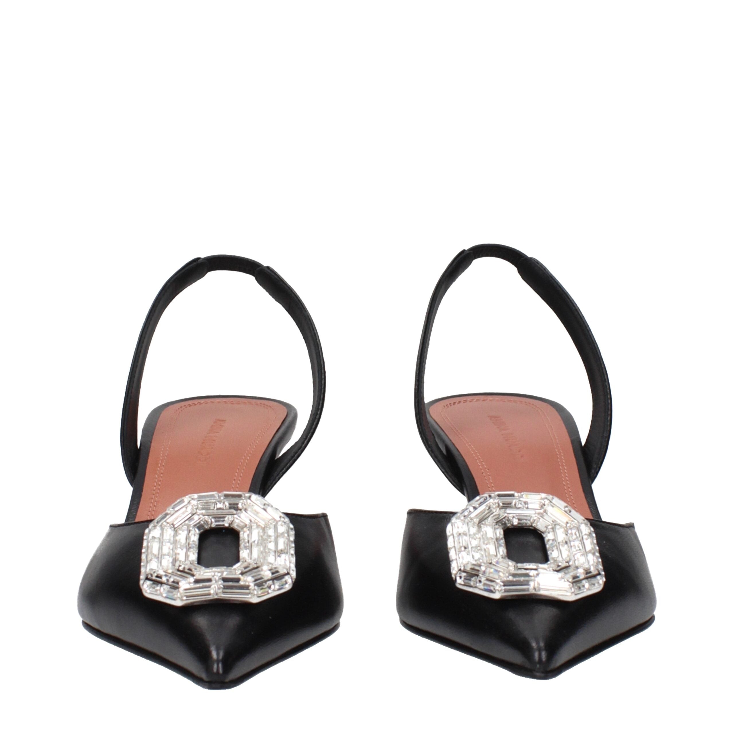 Amina Muaddi sorte læderpumps med høj hæl