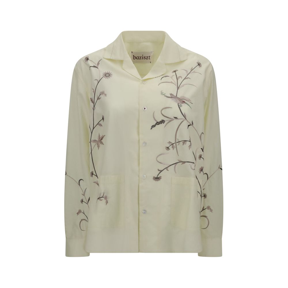 Baziszt Gul Bomuldsmønstret Skjorte