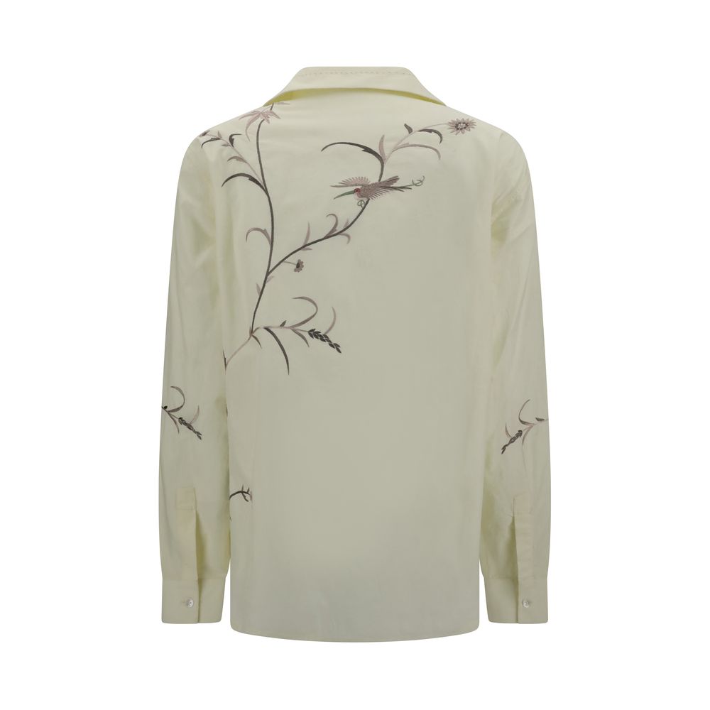 Baziszt Gul Bomuldsmønstret Skjorte