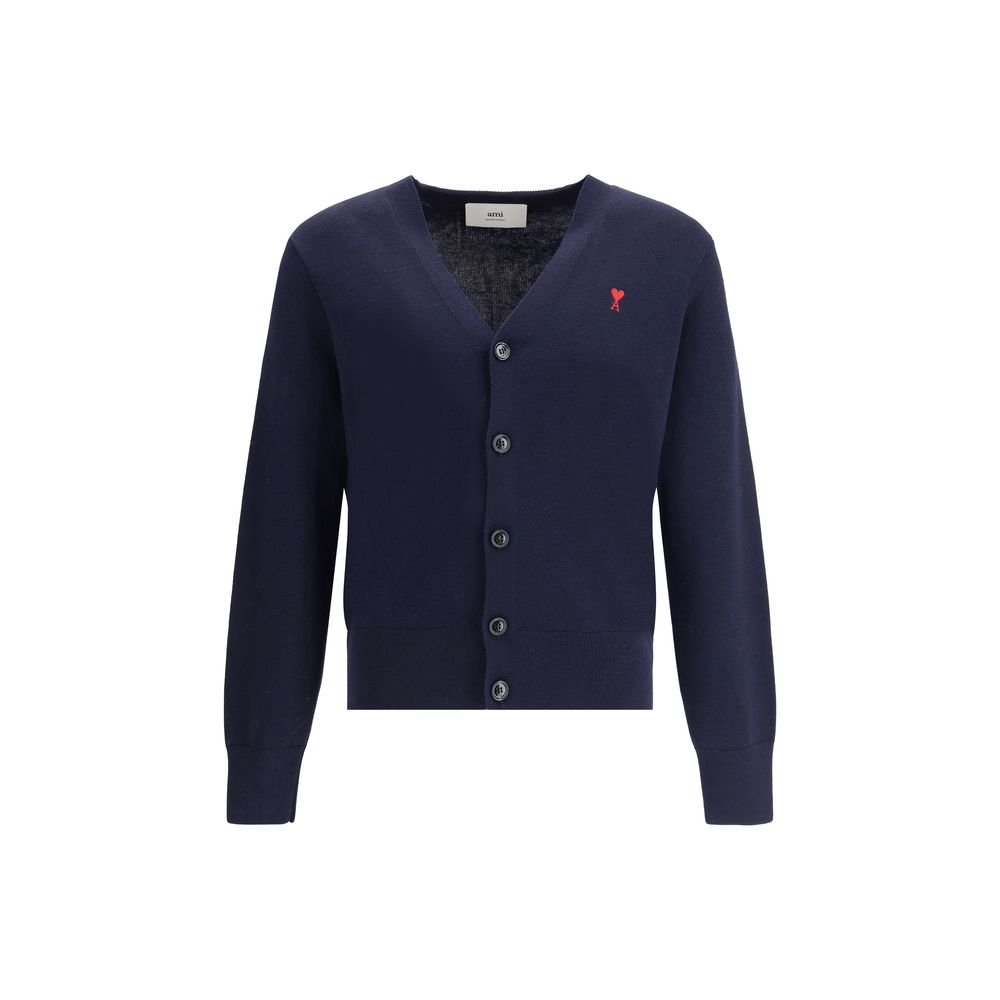 Ami Paris Blå Merino Uld Cardigan