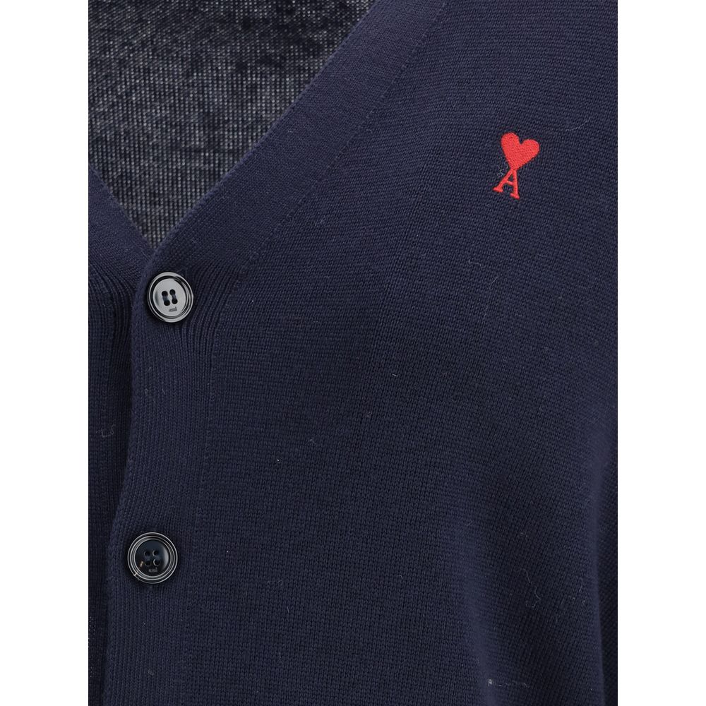 Ami Paris Blå Merino Uld Cardigan