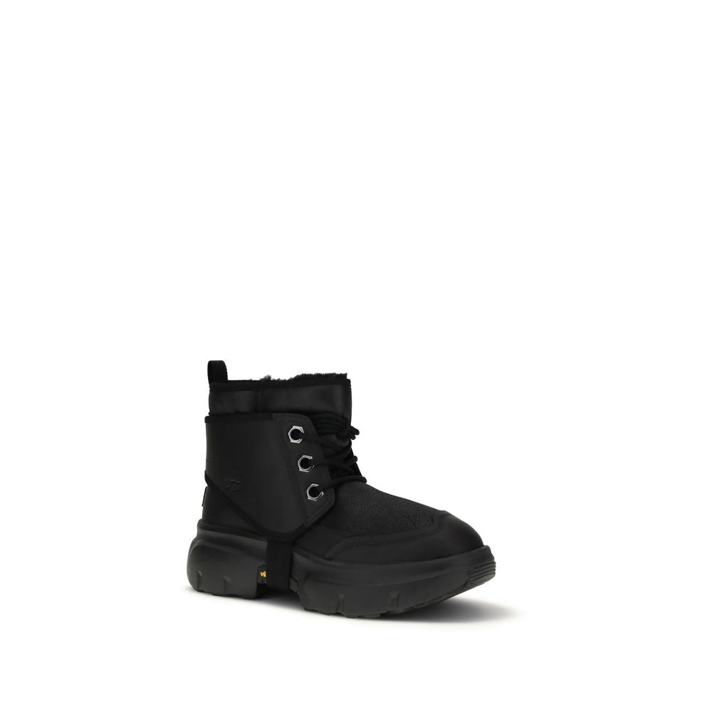 UGG Black Leather Lace-Up Boots