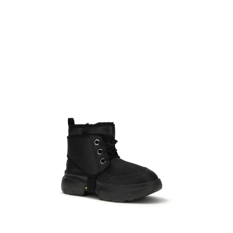 UGG Black Leather Lace-Up Boots