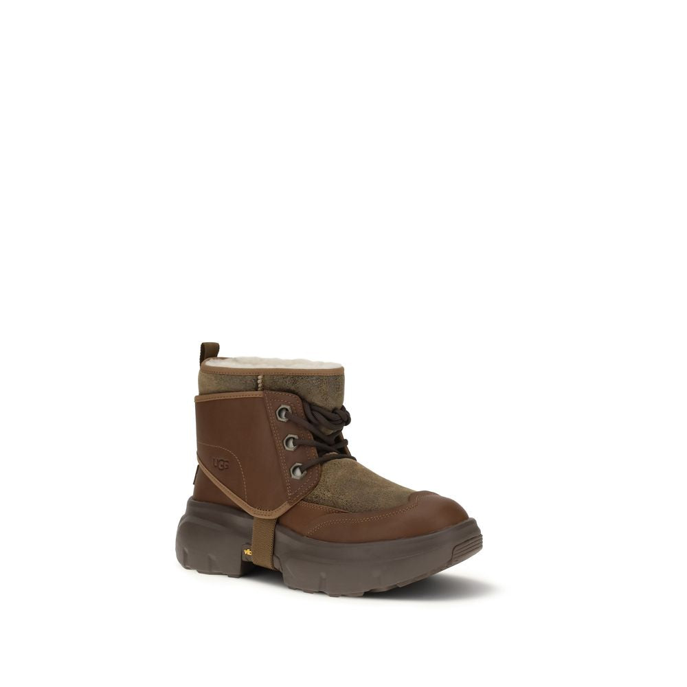 UGG Brown Leather Lace-Up Boots