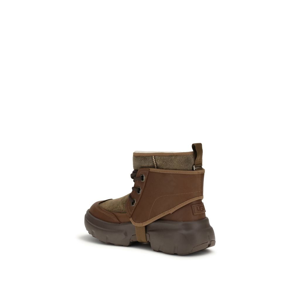 UGG Brown Leather Lace-Up Boots