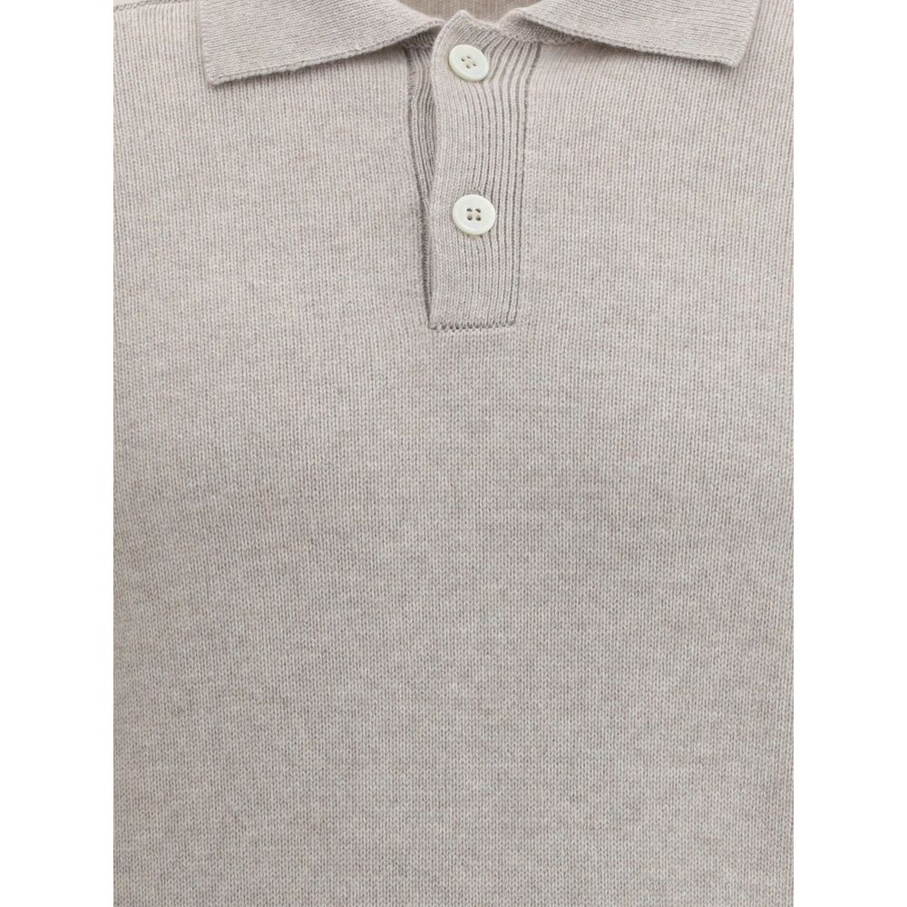 Brunello Cucinelli Beige Cashmere Polo Shirt