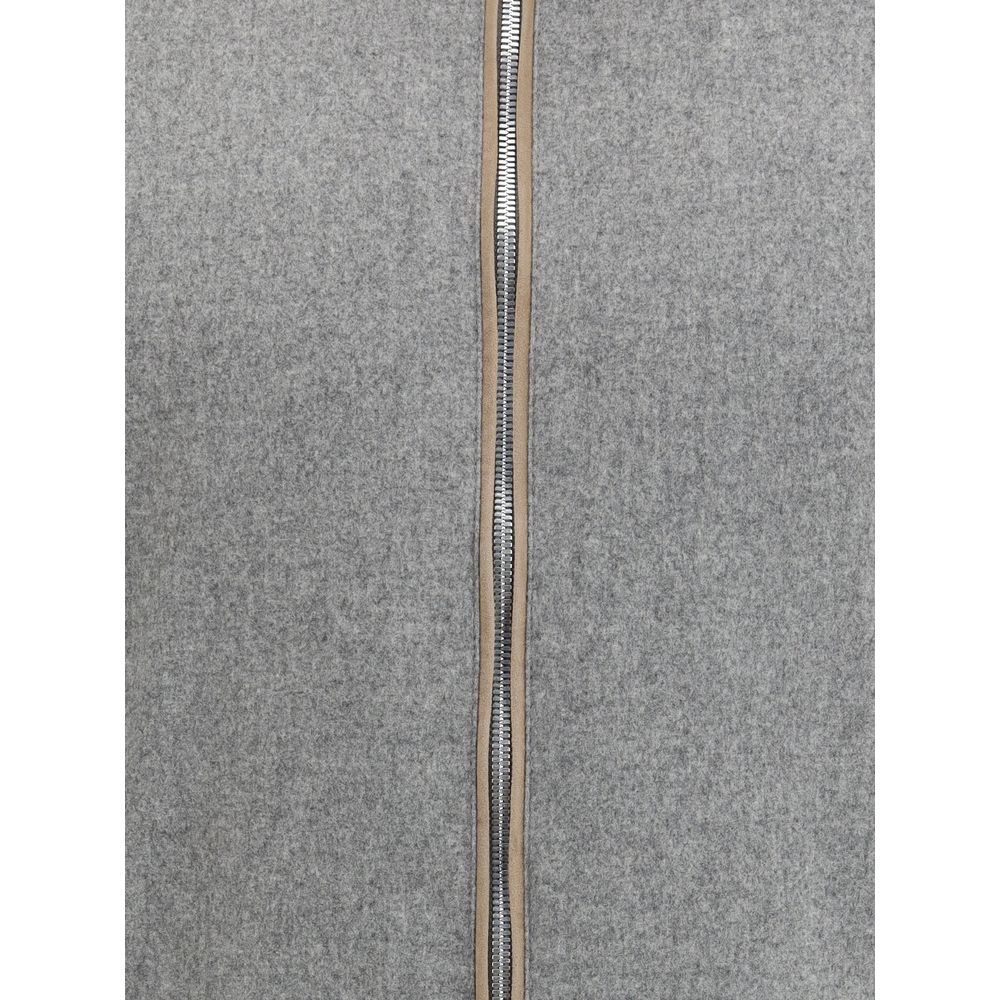 Brunello Cucinelli Gray Wool Full-Length Jacket