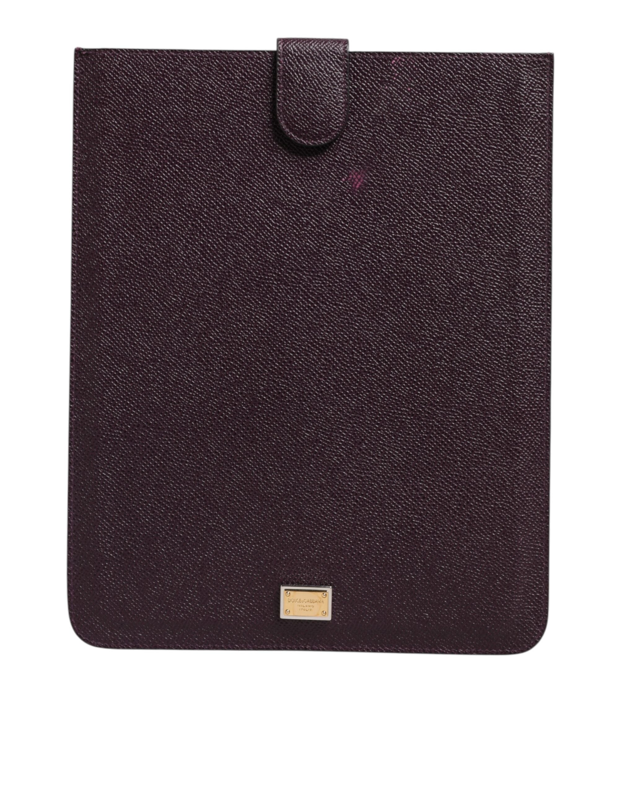 Dolce &amp; Gabbana Mørkebrunt Læder Logo Plaque Cover Tablet Cover