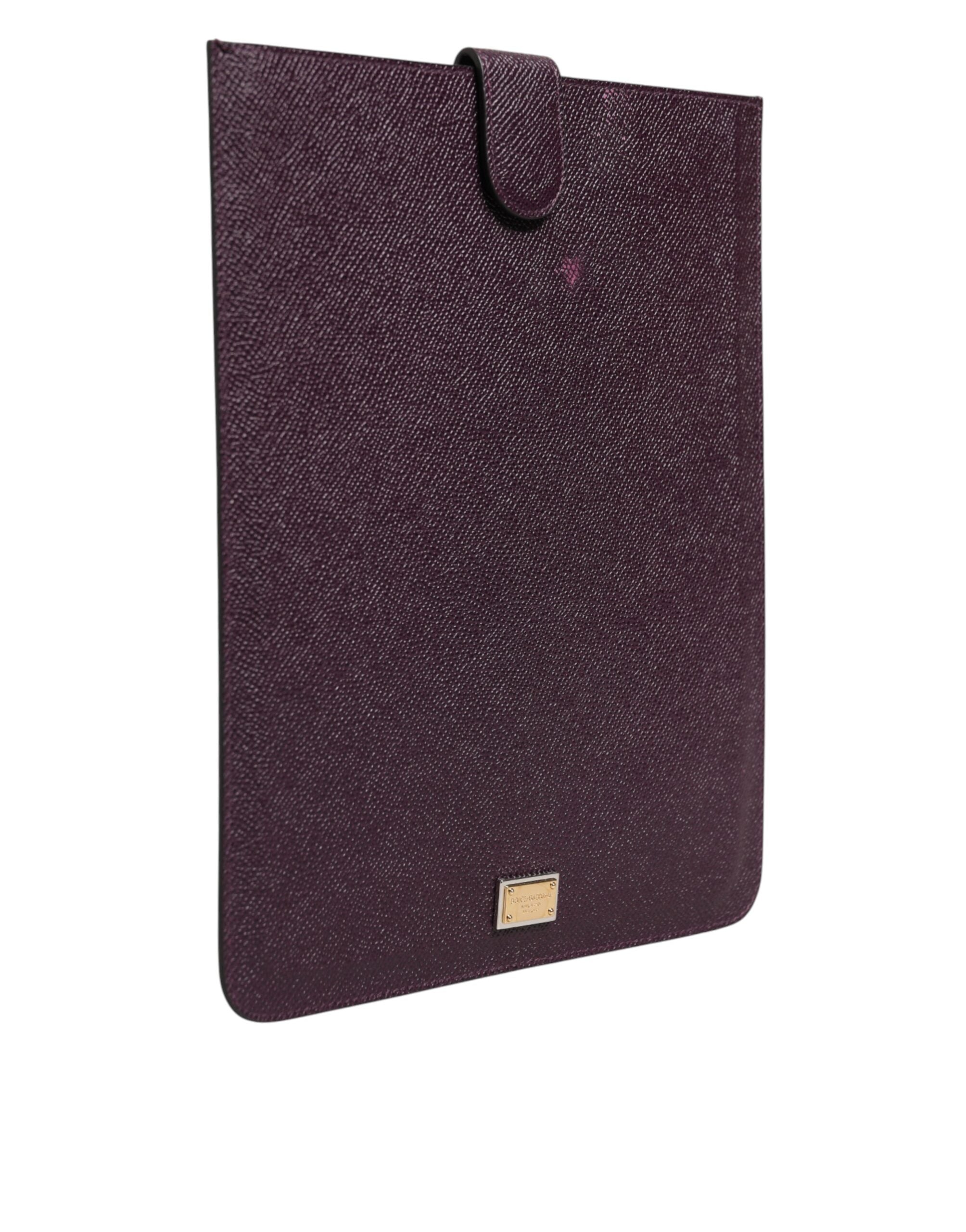 Dolce &amp; Gabbana Mørkebrunt Læder Logo Plaque Cover Tablet Cover