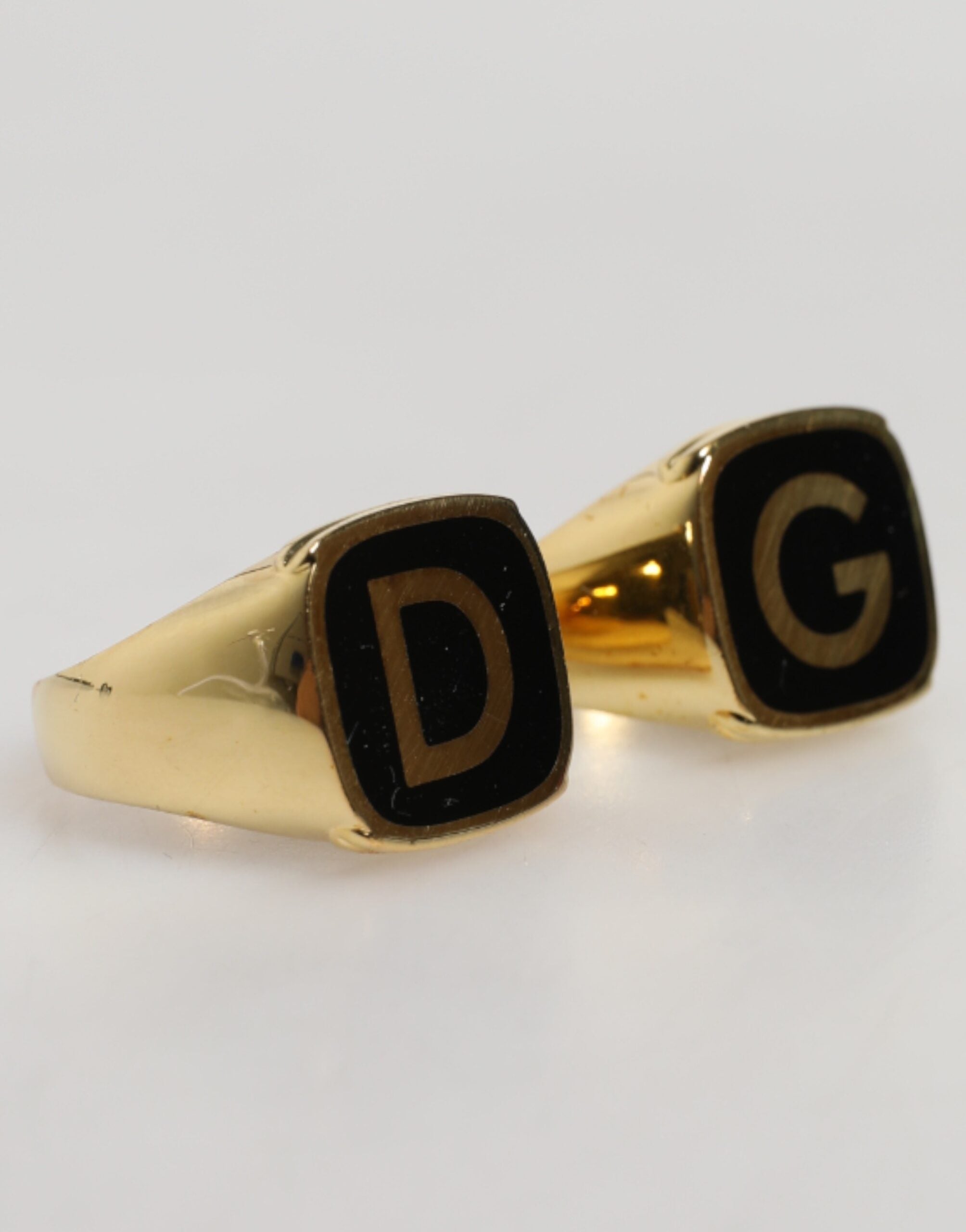Dolce & Gabbana Gold-Tone Real Brass Black Enamel 