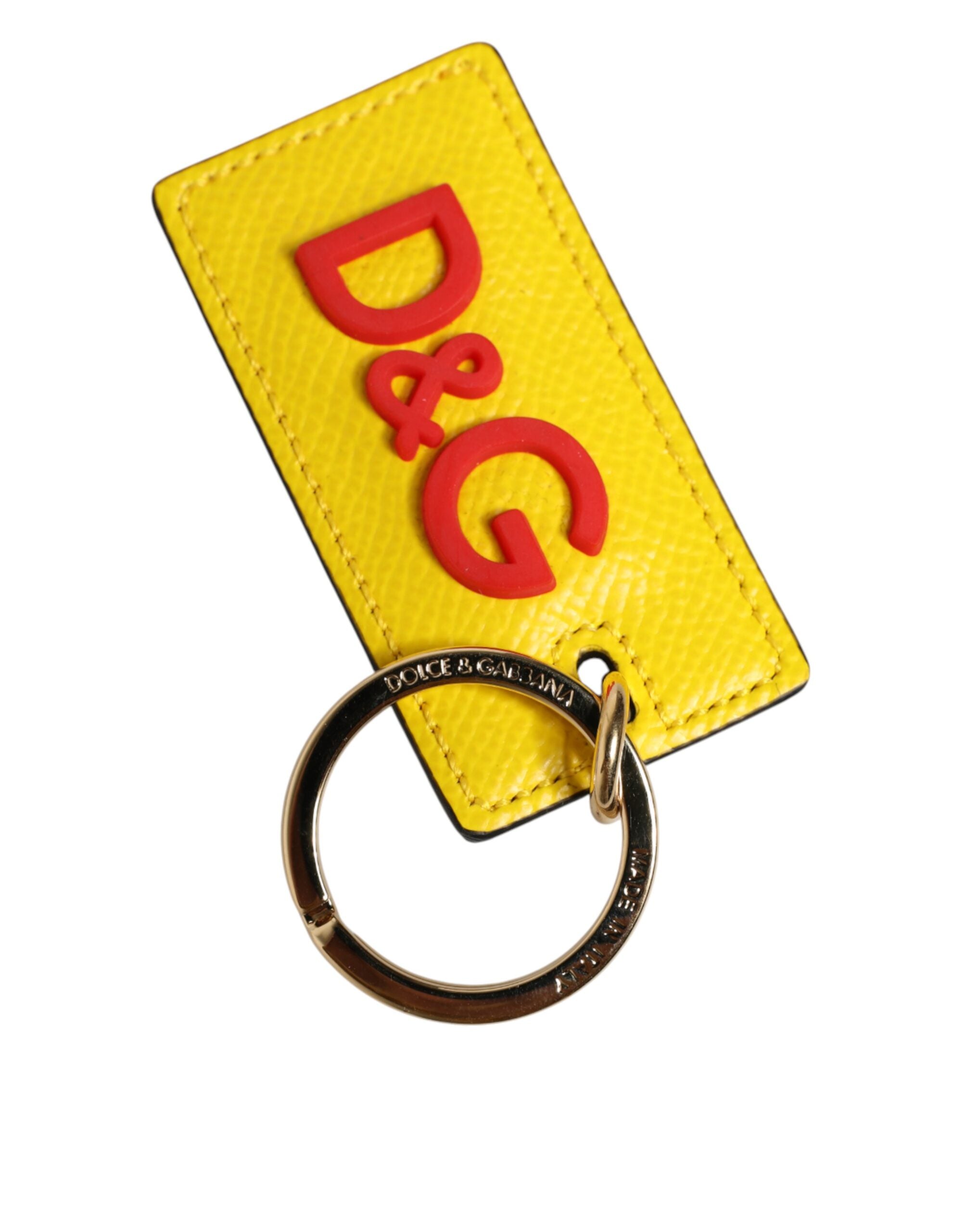 Dolce &amp; Gabbana Gul Kalveskind Logo Metalring Herre Nøglering