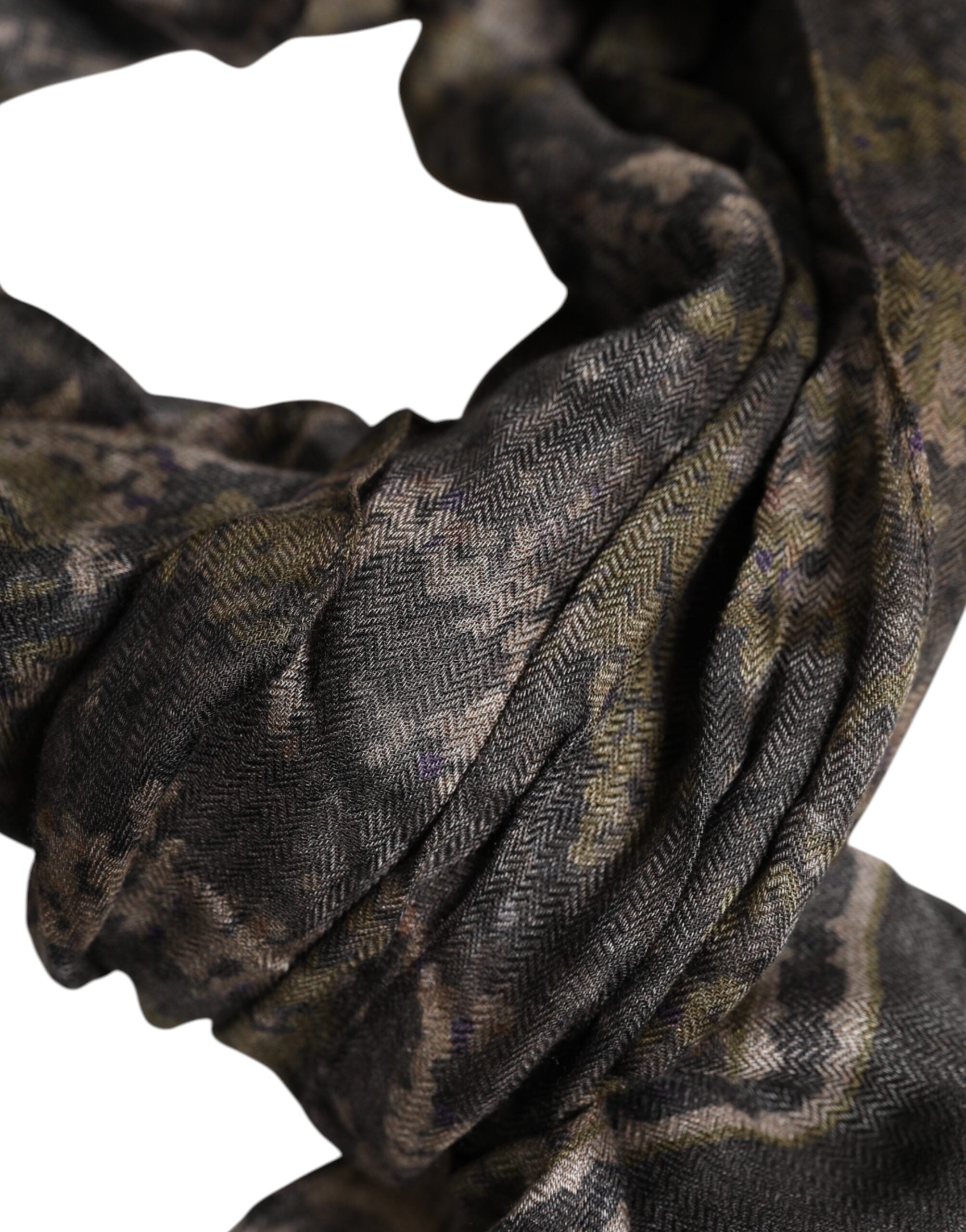 Dolce & Gabbana Multicolor Camouflage Fringes Modal Foulard Scarf