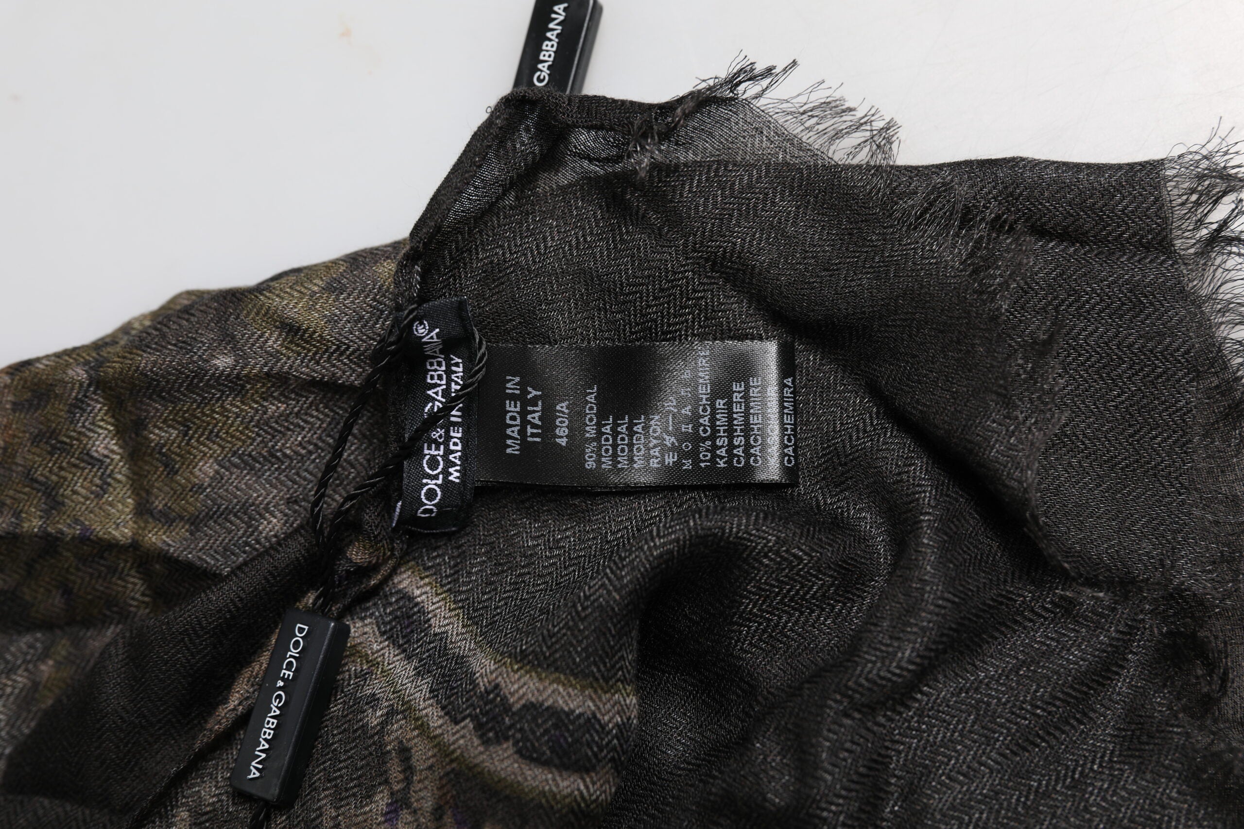 Dolce & Gabbana Multicolor Camouflage Fringes Modal Foulard Scarf