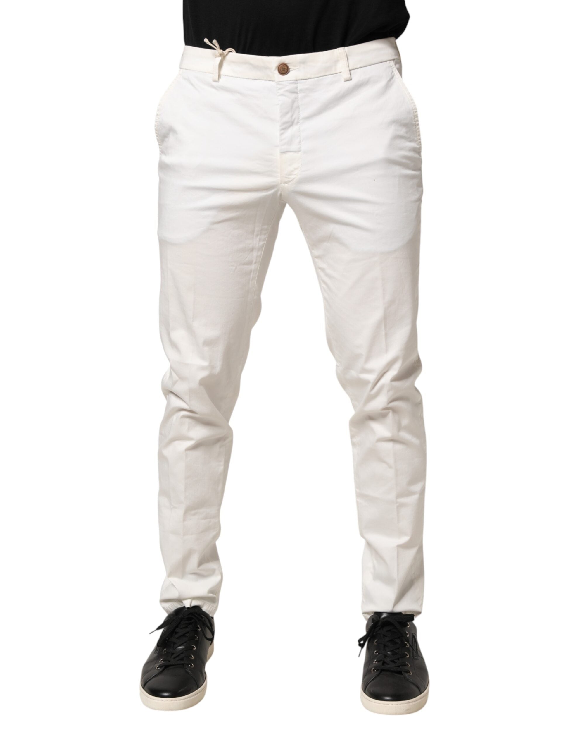 Domenico Tagliente White Tapered Dress Formal Trouser Pants