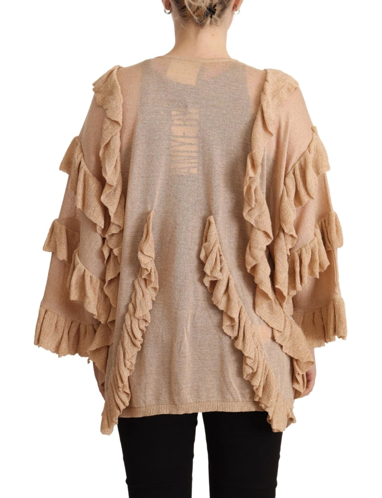 Aniye By Gold Ruffles Long Sleeves Viscose Cardigan Top