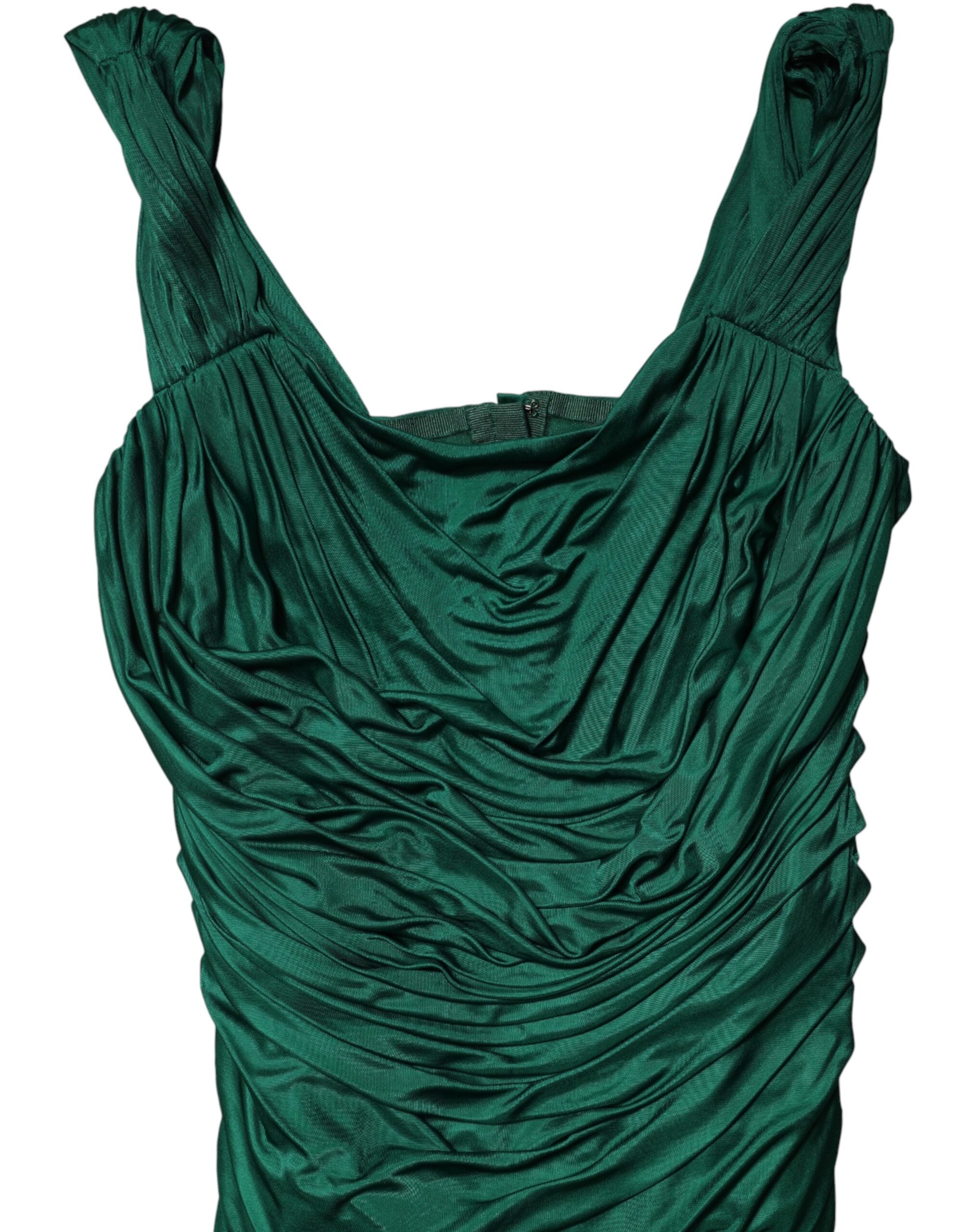 Dolce & Gabbana Green Viscose Drape Jersey Organzine Tank Top