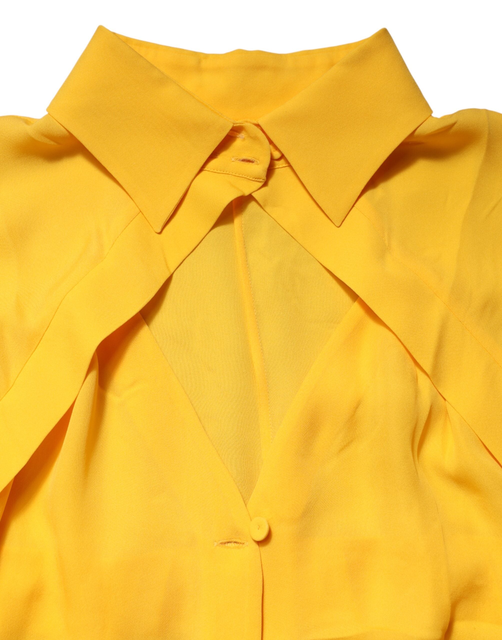 Moschino Couture Gul Silketop Med Lange Ærmer