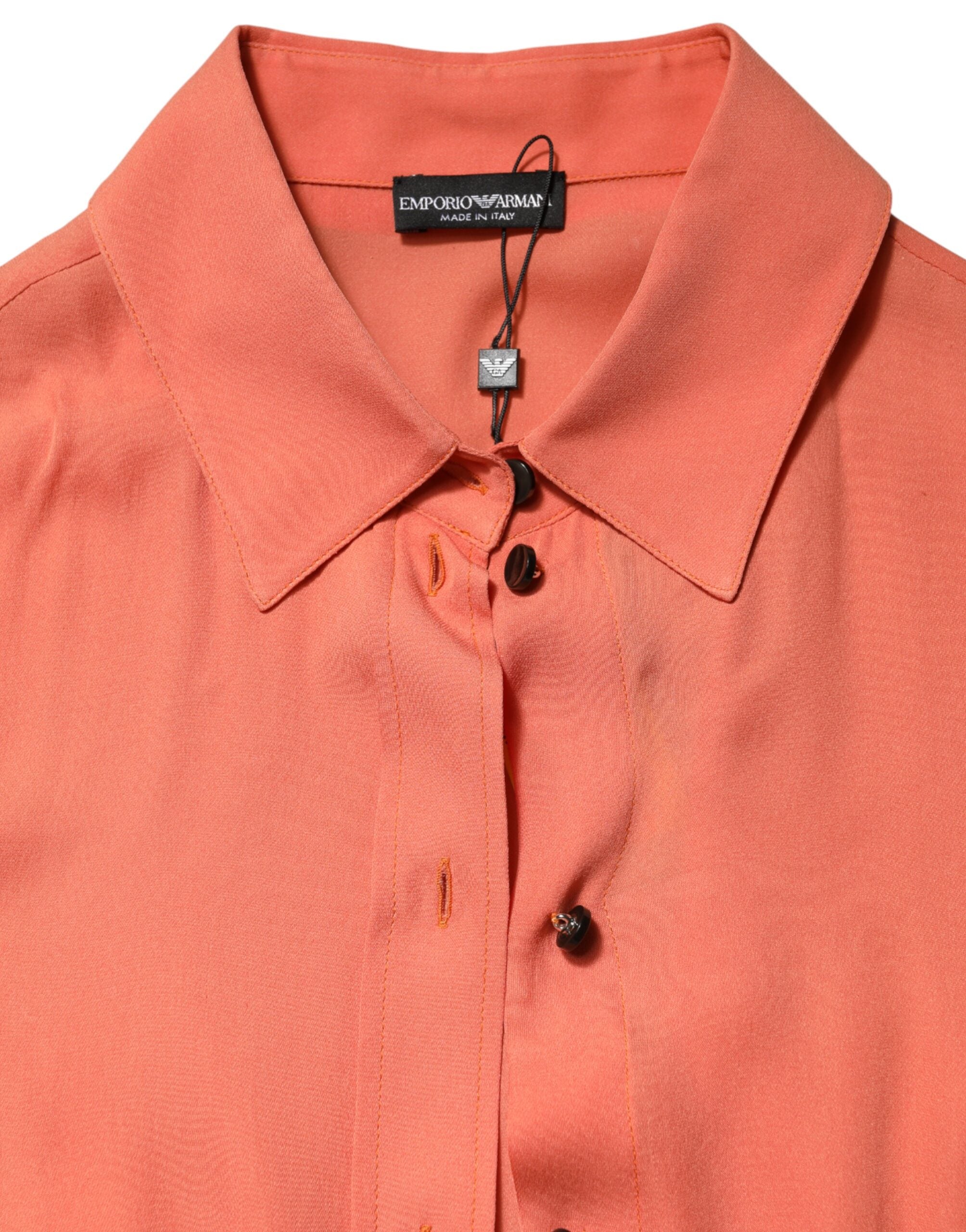 Emporio Armani Orange Kravet Top Med Knapper Og Lange Ærmer