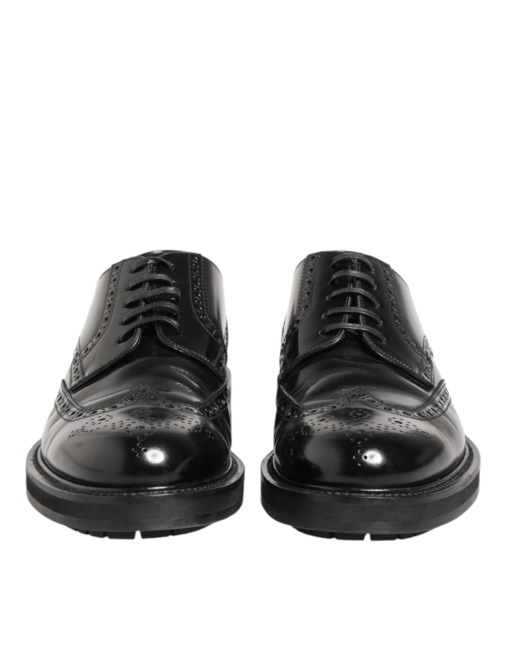 Dolce & Gabbana Black Calfskin Leather Derby Men Dress Shoes