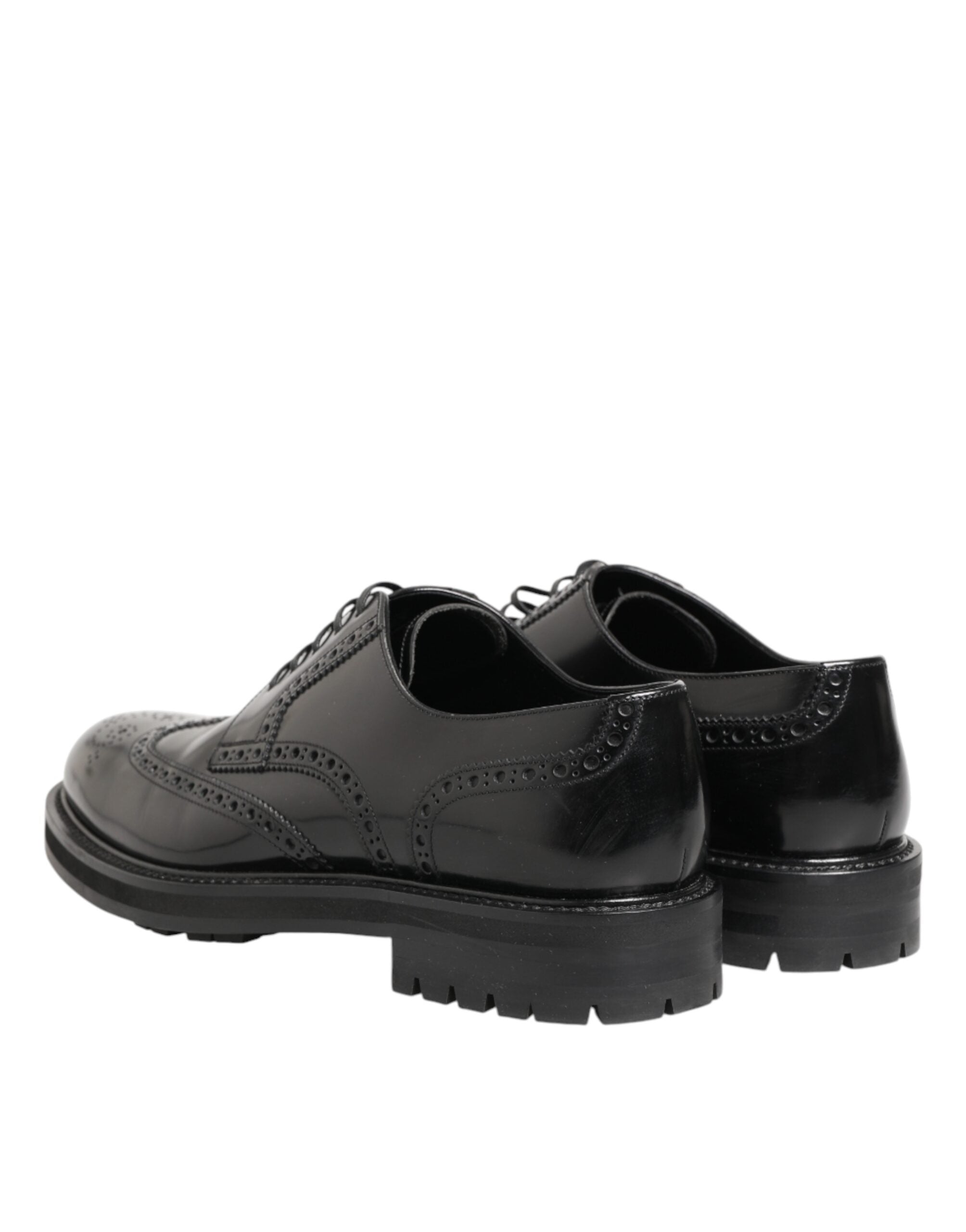 Dolce & Gabbana Black Calfskin Leather Derby Men Dress Shoes