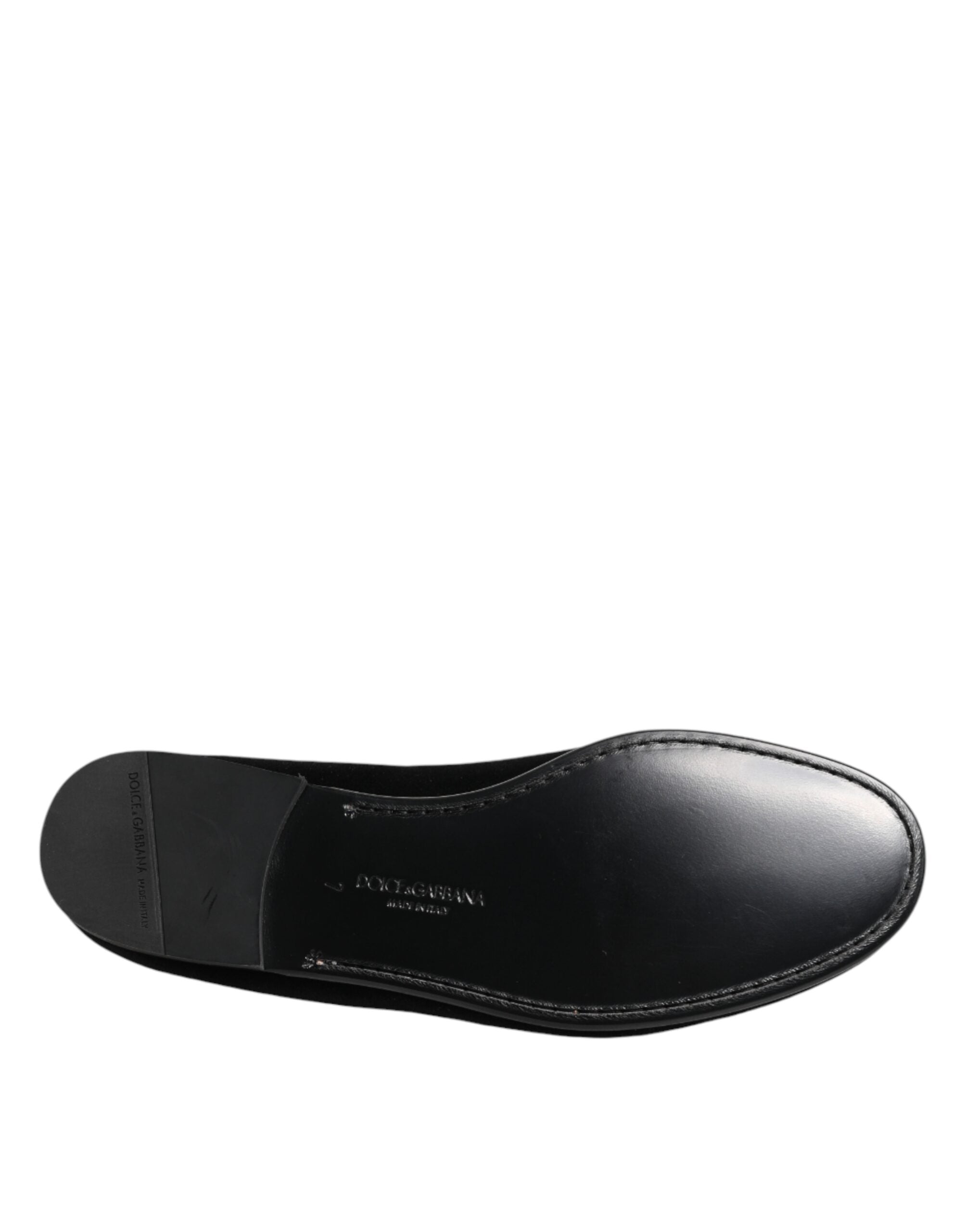 Dolce & Gabbana Black Leather Suede Slip On Loafers Dress Shoes